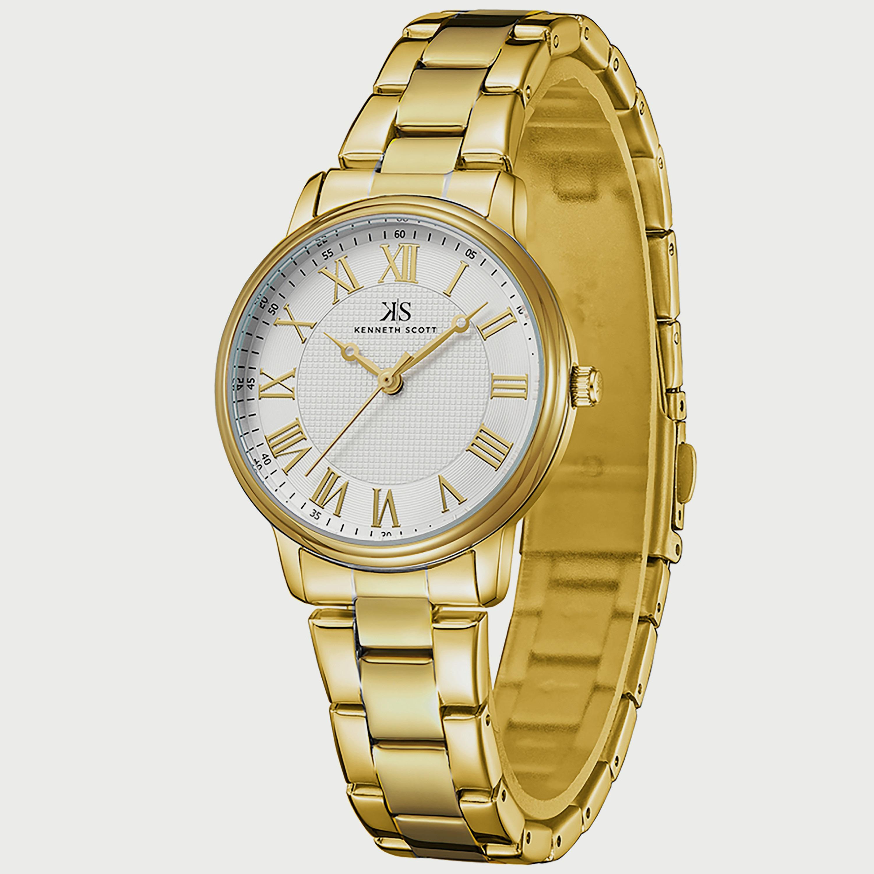 K22529-GBGW "ساعة" أنالوج ذهبية بسوار ستانلس ستيل من كينيث سكوت للنساء -women-watchesandjewellery-watches-image-2