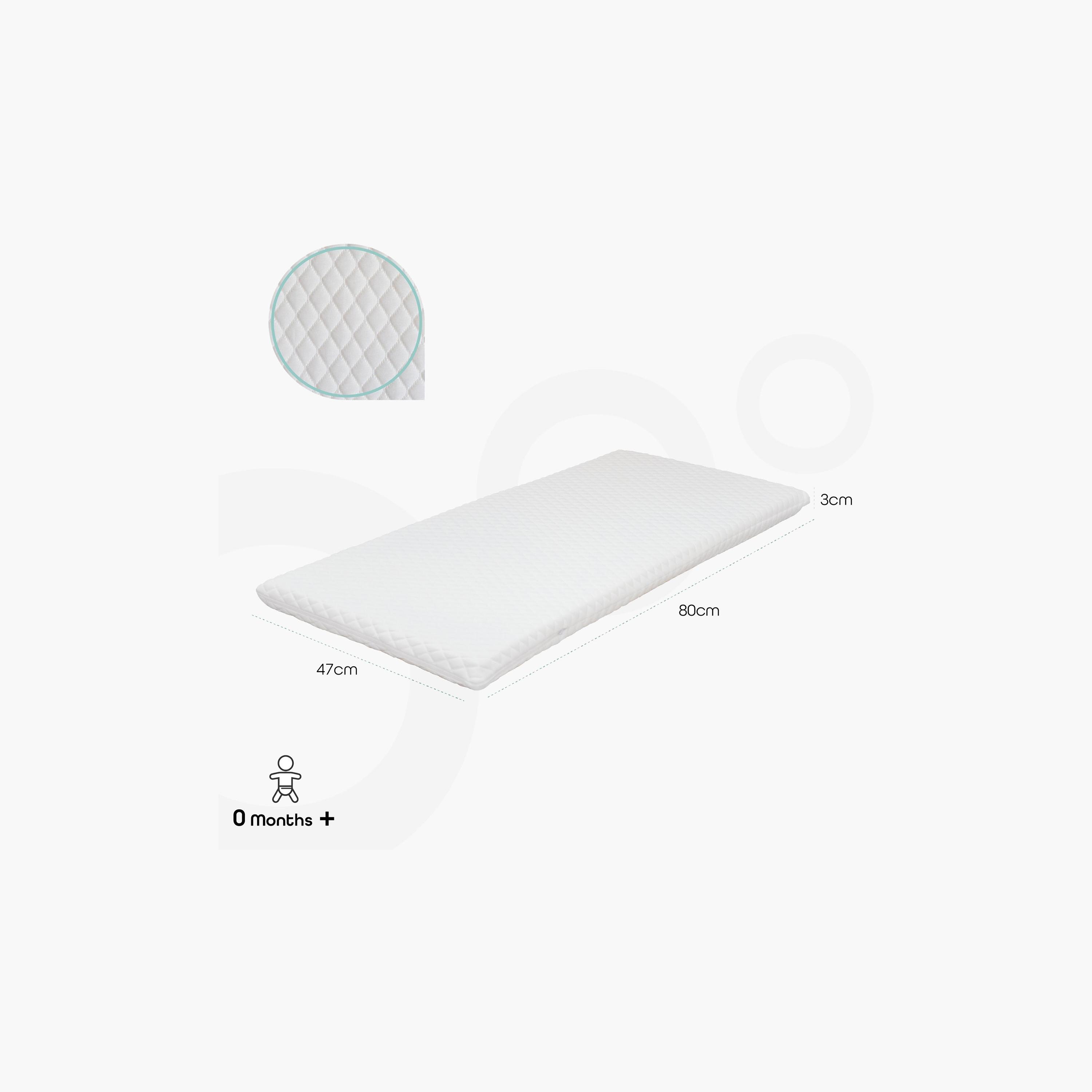 Moon Quilted Baby Crib Mattress - 80x47x3 cms-baby-nursery-mattresses-image-2