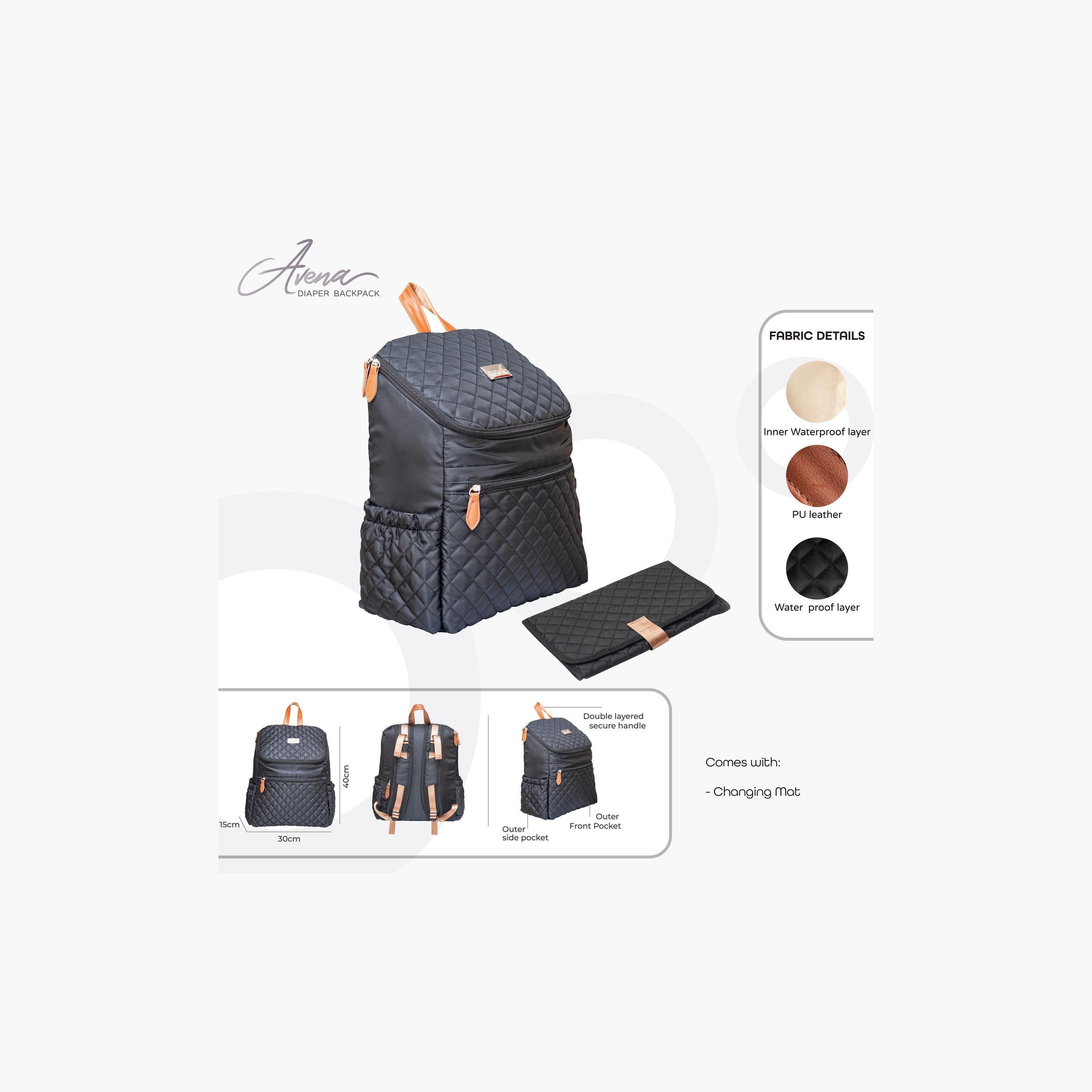 Moon Avena Diaper Backpack with Adjustable Shoulder Straps and Zip Closure-baby-diapering-diaperbags-image-2