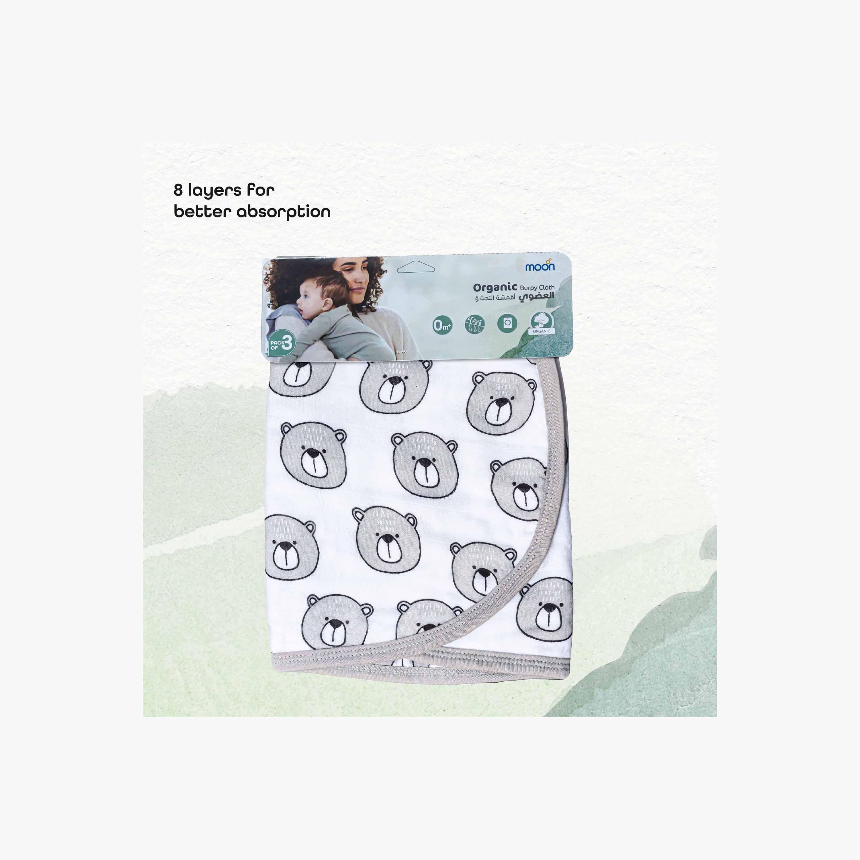 Moon 8-Layer Organic Burp Cloth - Set of 3-baby-feeding-bibs-image-3