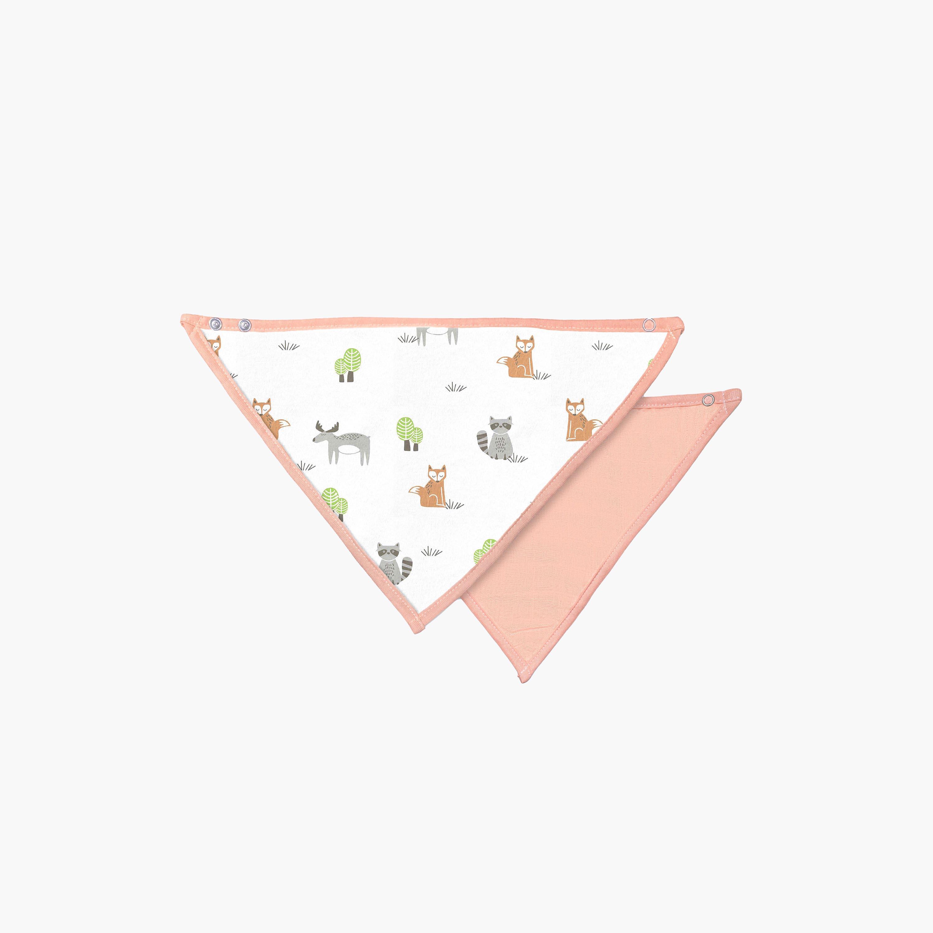 مريلة موسلين عضوية بزر إغلاق كبّاس من مون - طقم من قطعتين-baby-feeding-bibs-image-1