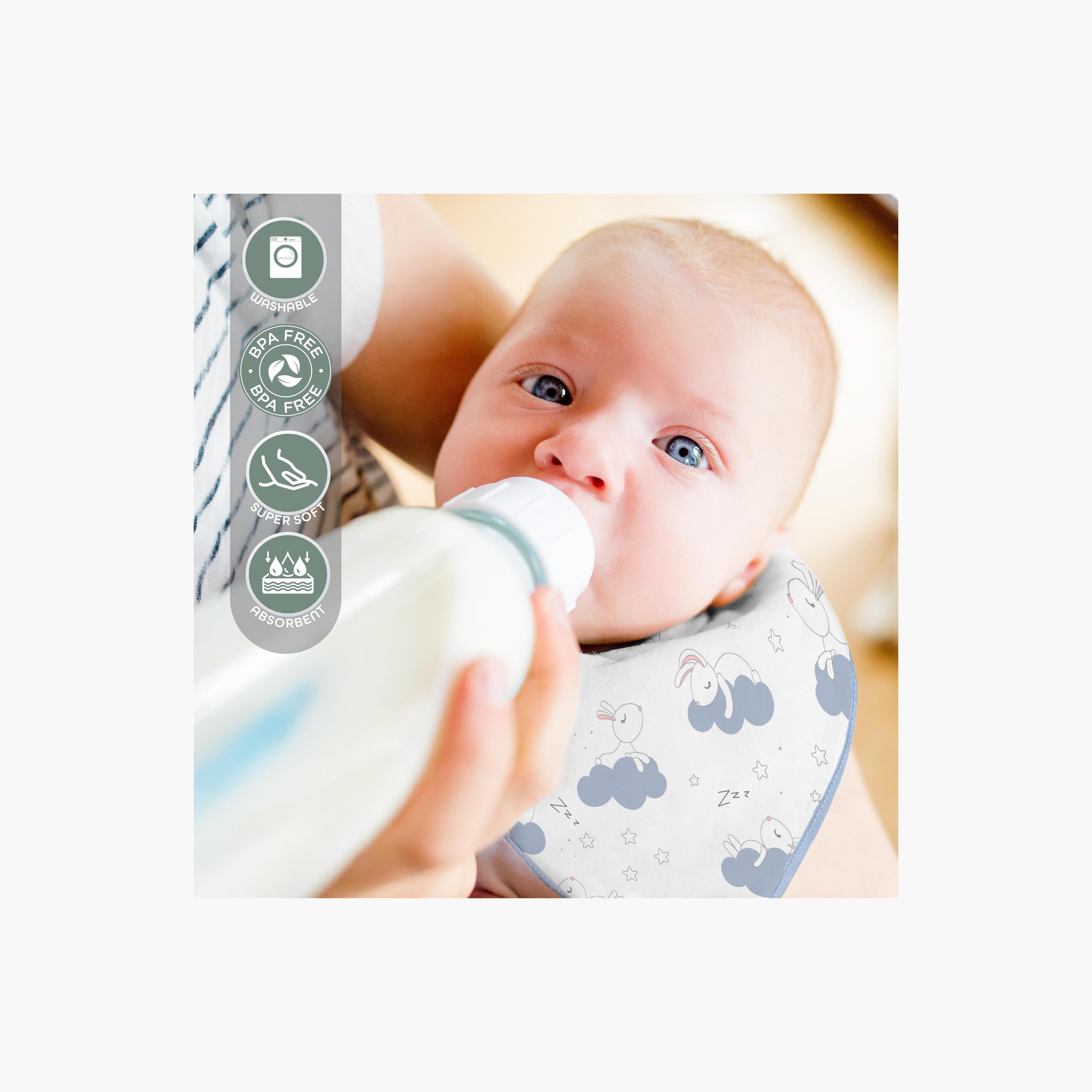 Moon Bunny and Striped Print Organic Muslin Bib - Set of 2-baby-feeding-bibs-image-4