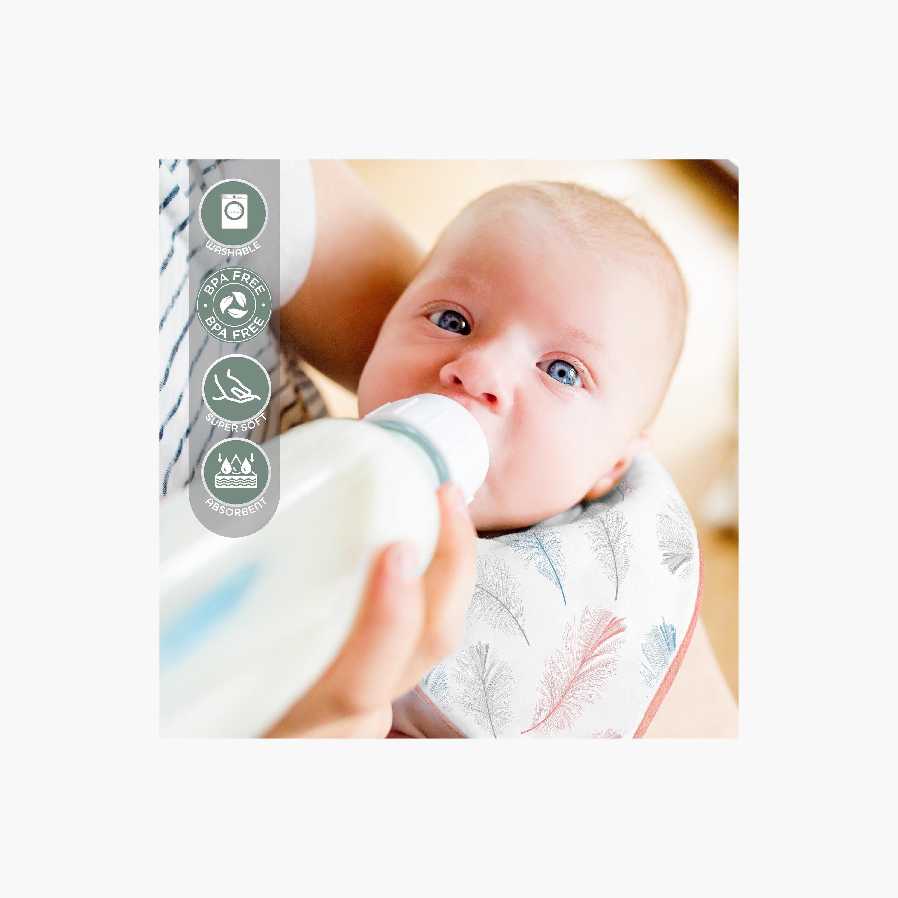 Moon Feather and Striped Print Organic Muslin Bib - Set of 2-baby-feeding-bibs-image-4