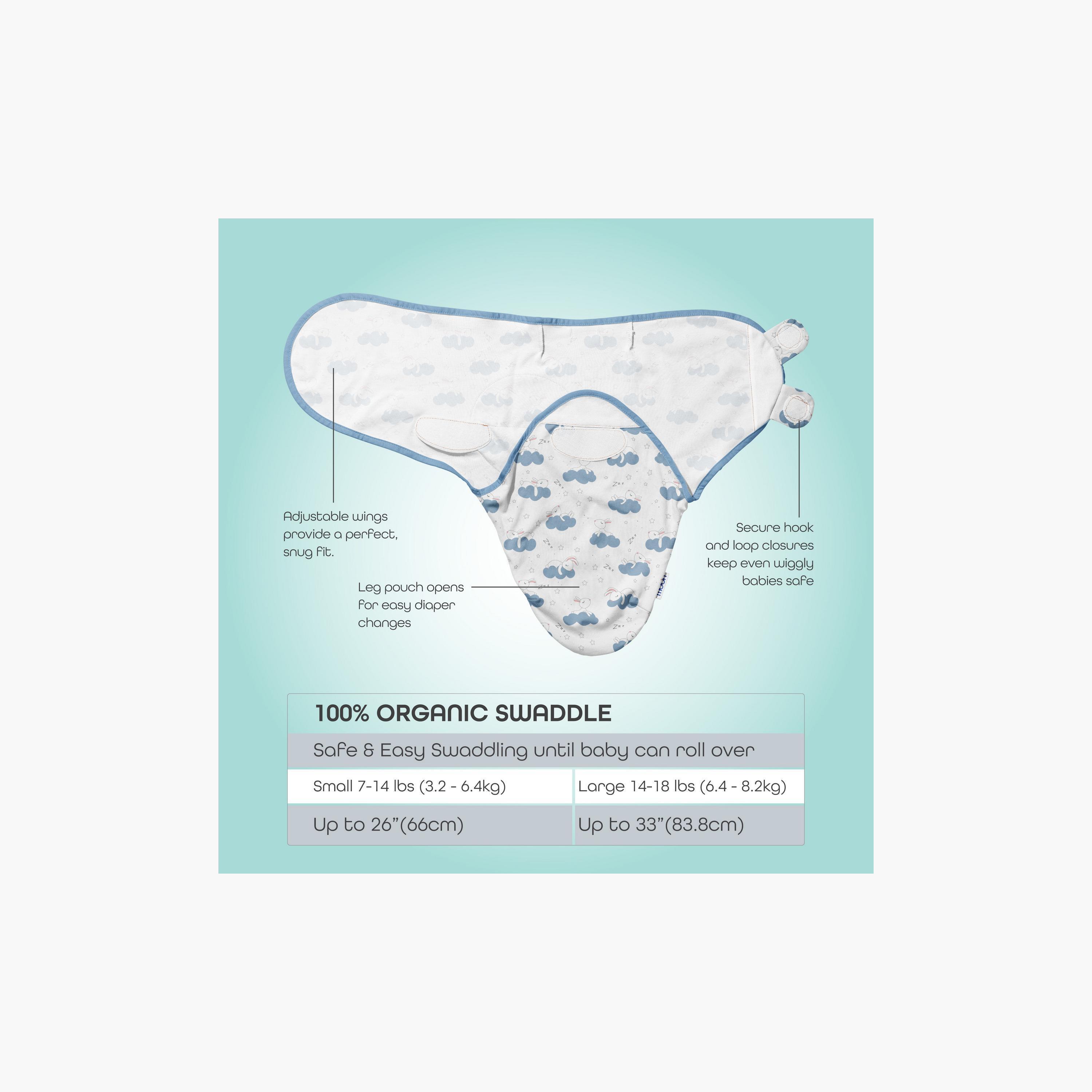 Moon Printed Organic Swaddle Wrap with Hook and Loop Closure - Set of 2-baby-nursery-blanketsandswaddles-swaddlesandsleepingbags-image-3