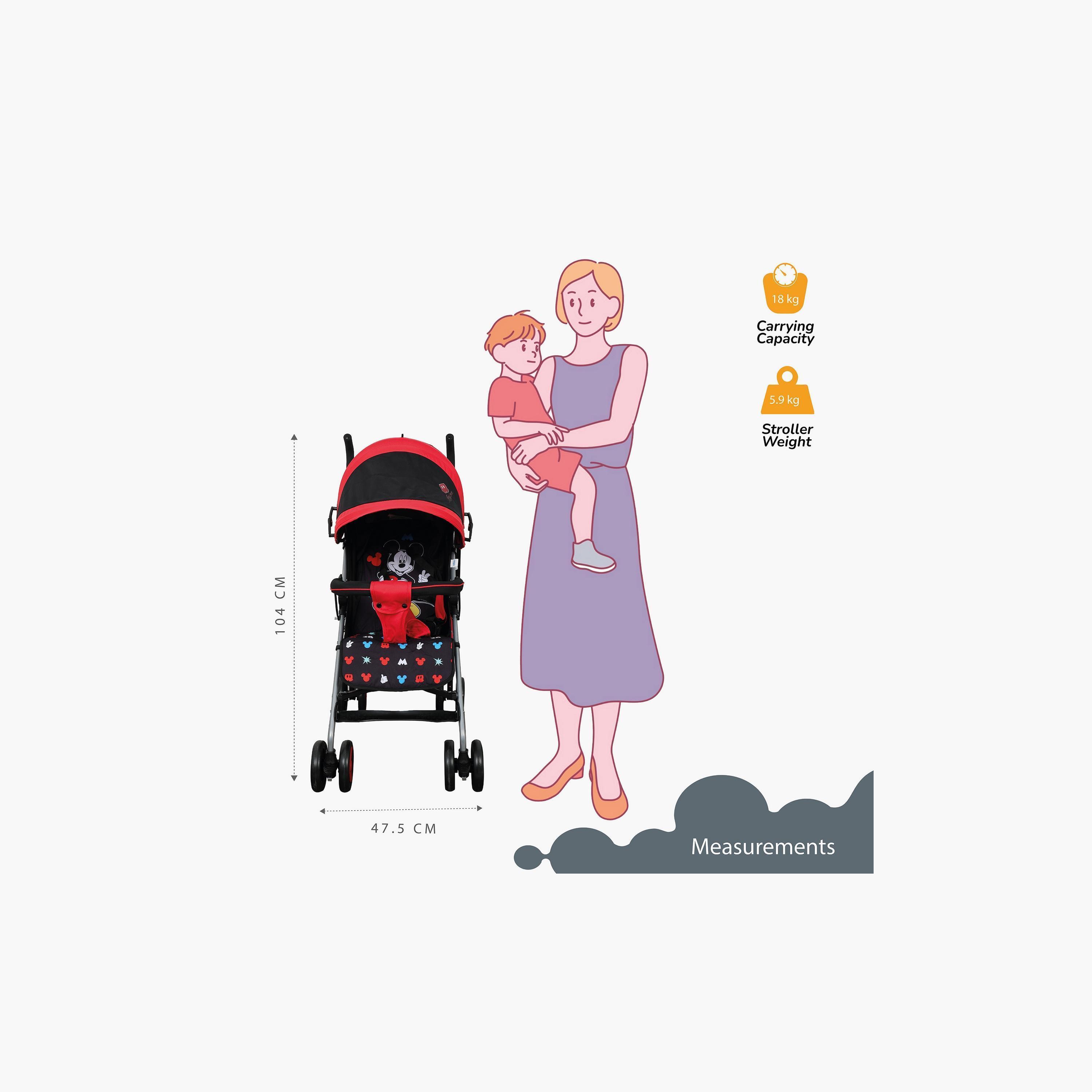 عربة أطفال باجي بطبعات ميكي ماوس مع مظلة من ديزني-baby-gear-strollersandprams-strollers-image-4