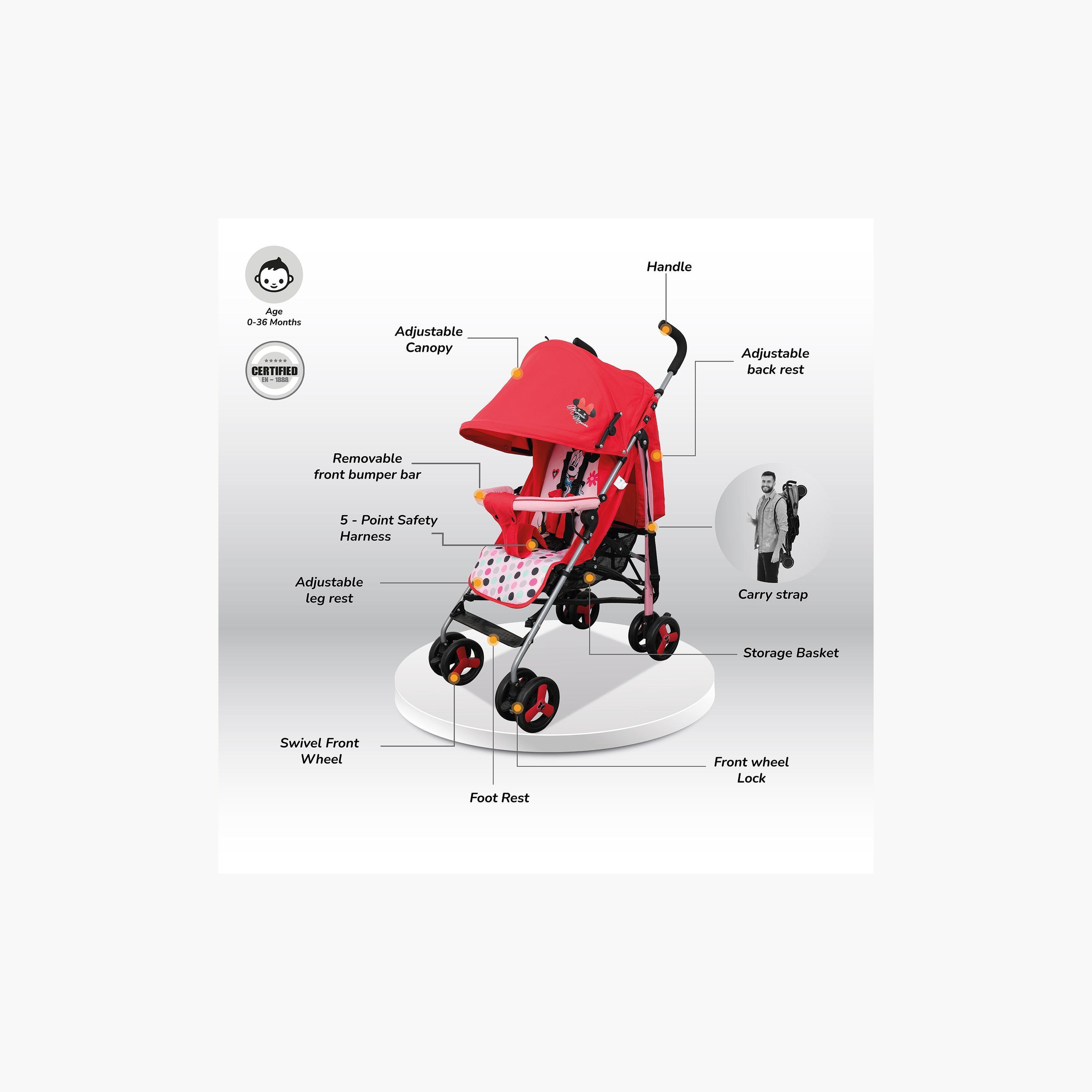 Disney Minnie Mouse Print Buggy Baby Stroller with Canopy-baby-gear-strollersandprams-strollers-image-2