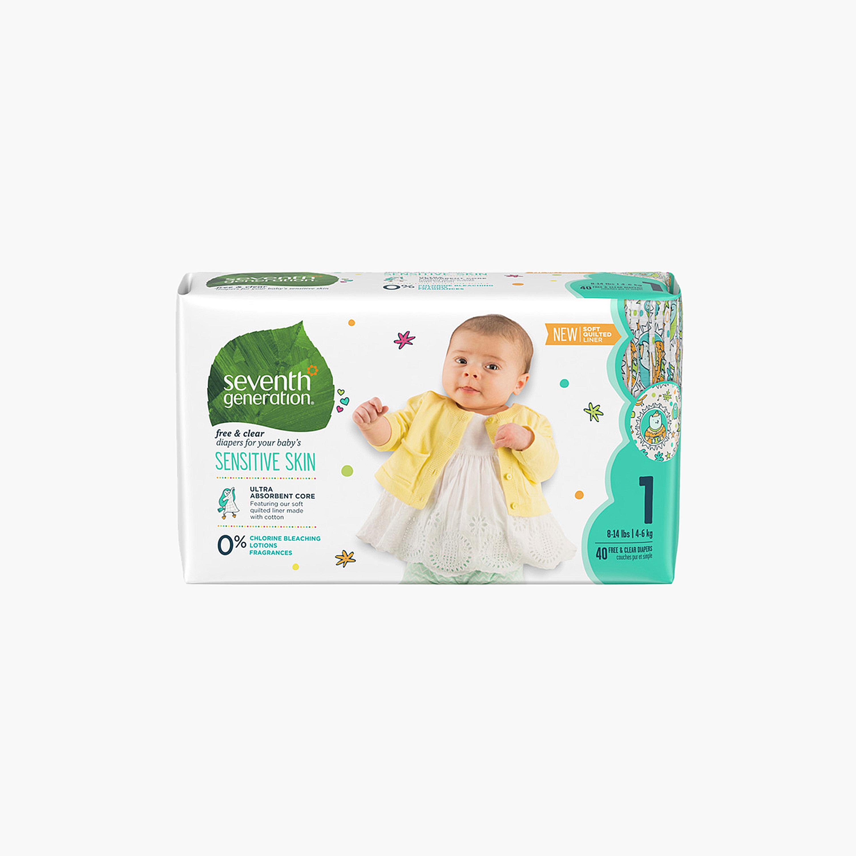Seventh Generation Size 1 Baby 40-Diapers Pack - 4-6 kgs-baby-diapering-diapers-image-1