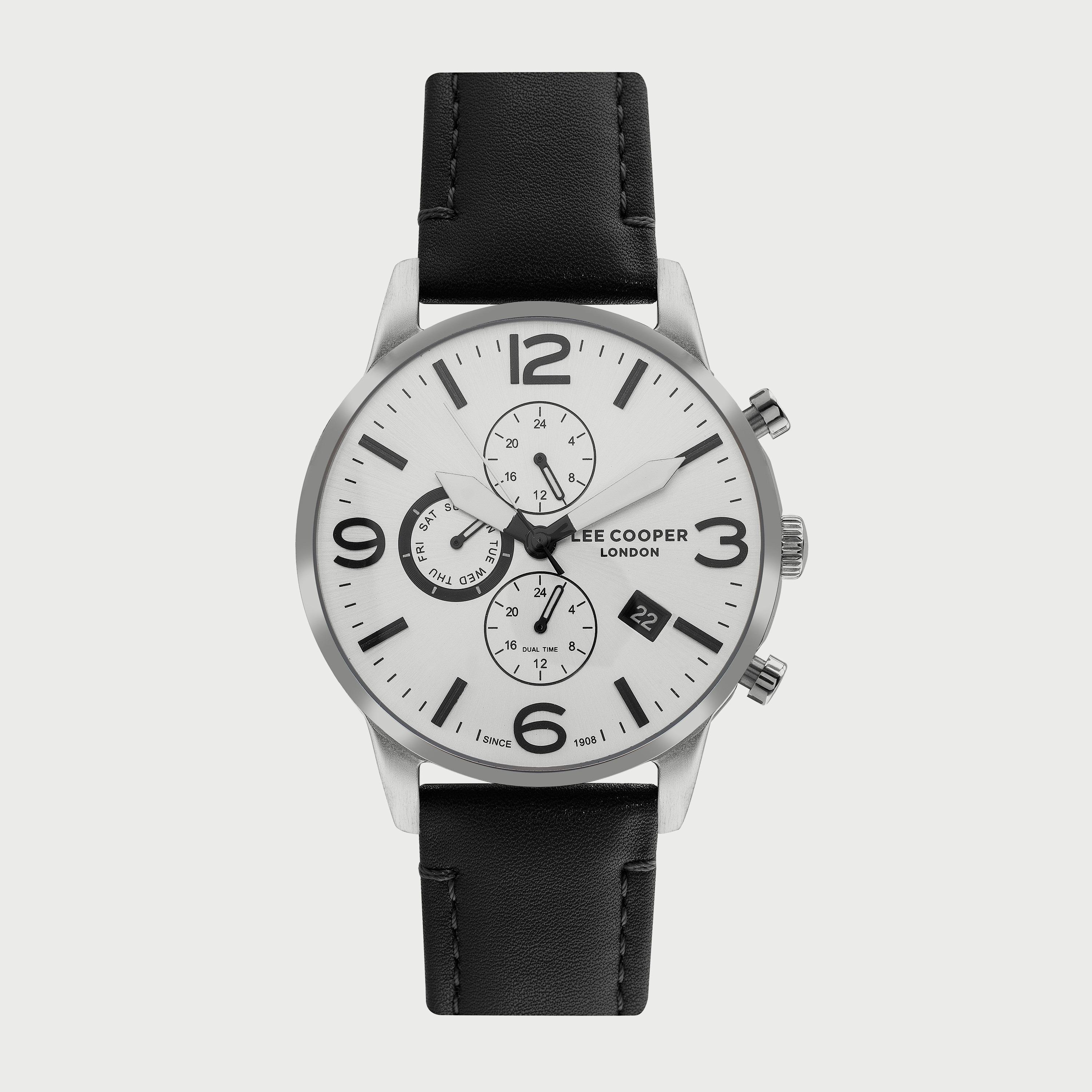  LC07083.332 "ساعة" لي كوبر للرجال بسوار اسود مع كرونوغراف جلدي-men-watchesandjewellery-watches-image-1