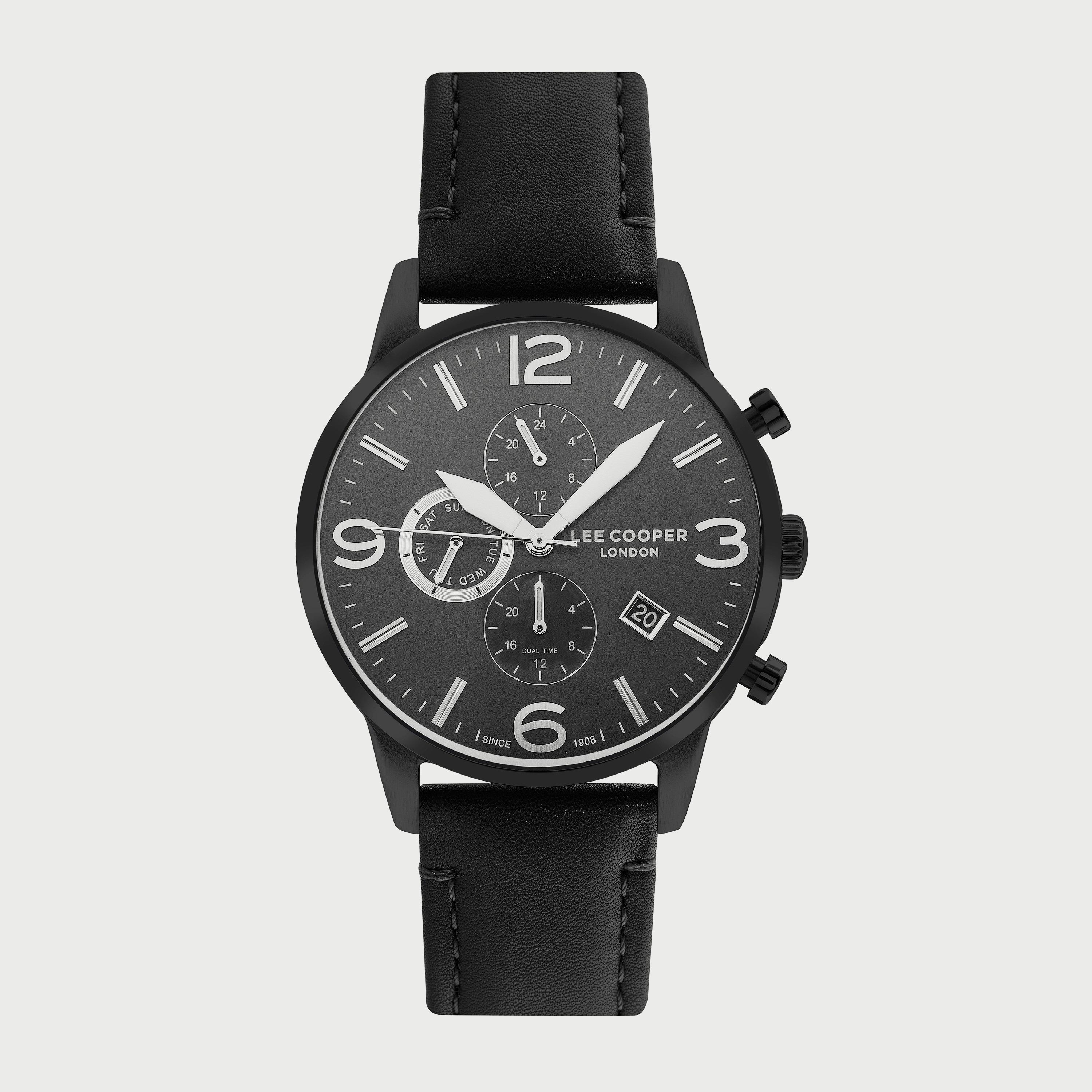  LC07083.651 "ساعة" لي كوبر للرجال بسوار اسود مع كرونوغراف جلدي-men-watchesandjewellery-watches-image-1