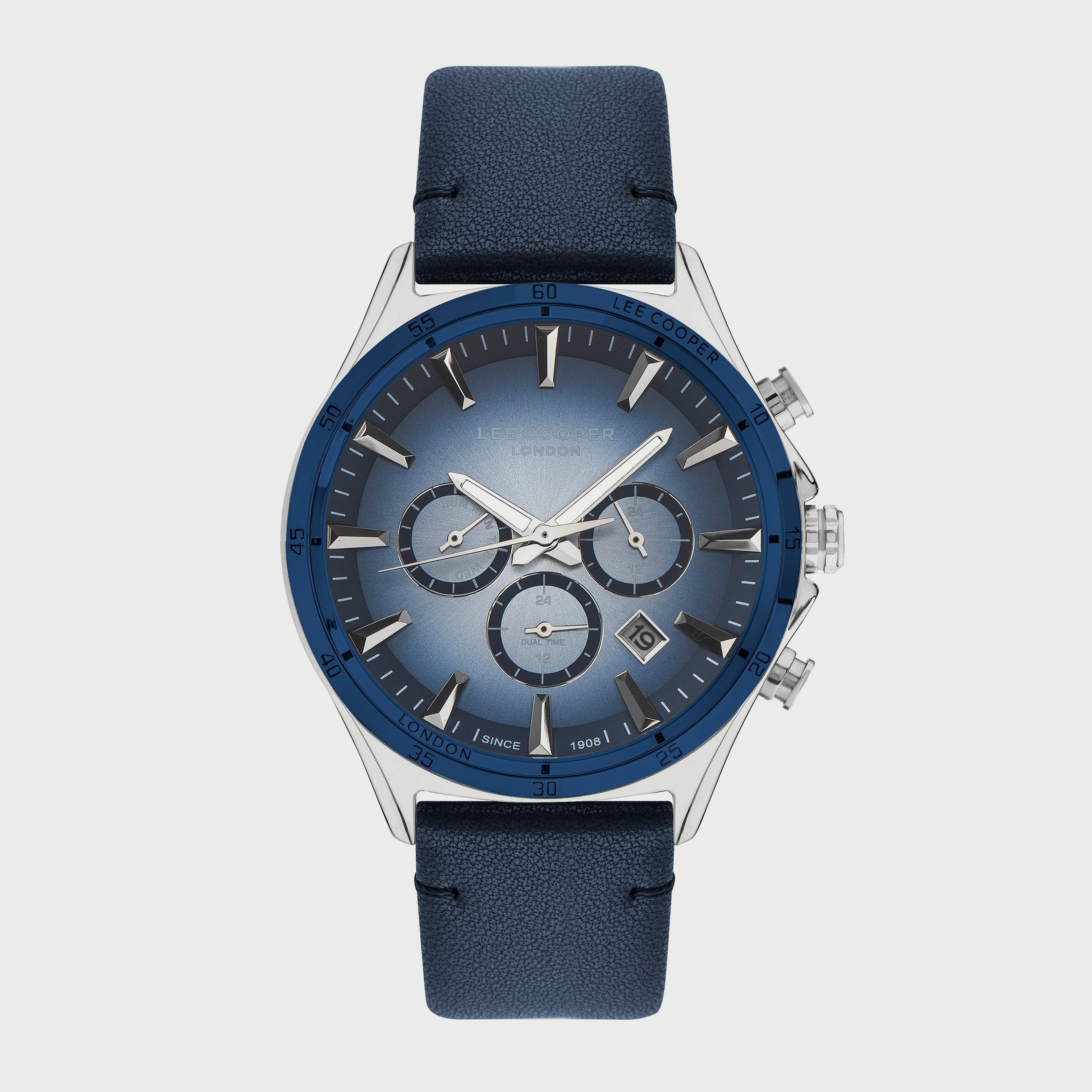  LC07376.399 "ساعة" كرونوغراف بسوار جلدي ازرق للرجال من لي كوبر-men-watchesandjewellery-watches-image-1