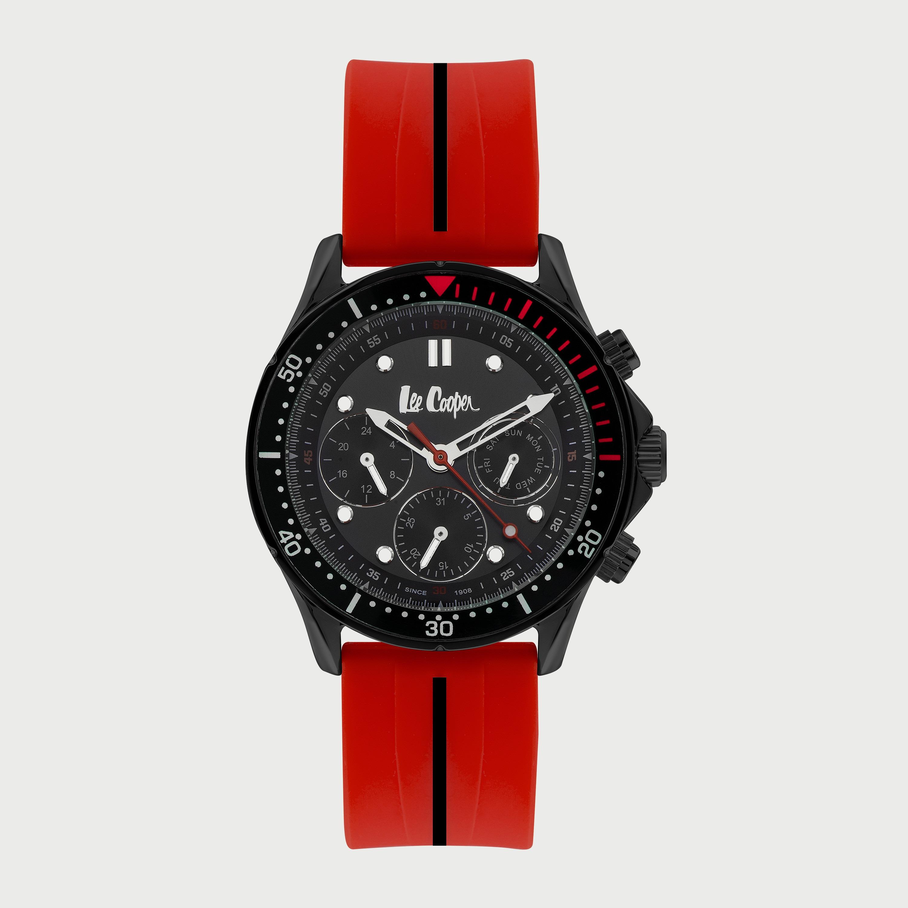  LC07430.668 "ساعة" كرونوغراف بسوار سيليكون احمر للرجال من لي كوبر-men-watchesandjewellery-watches-image-1