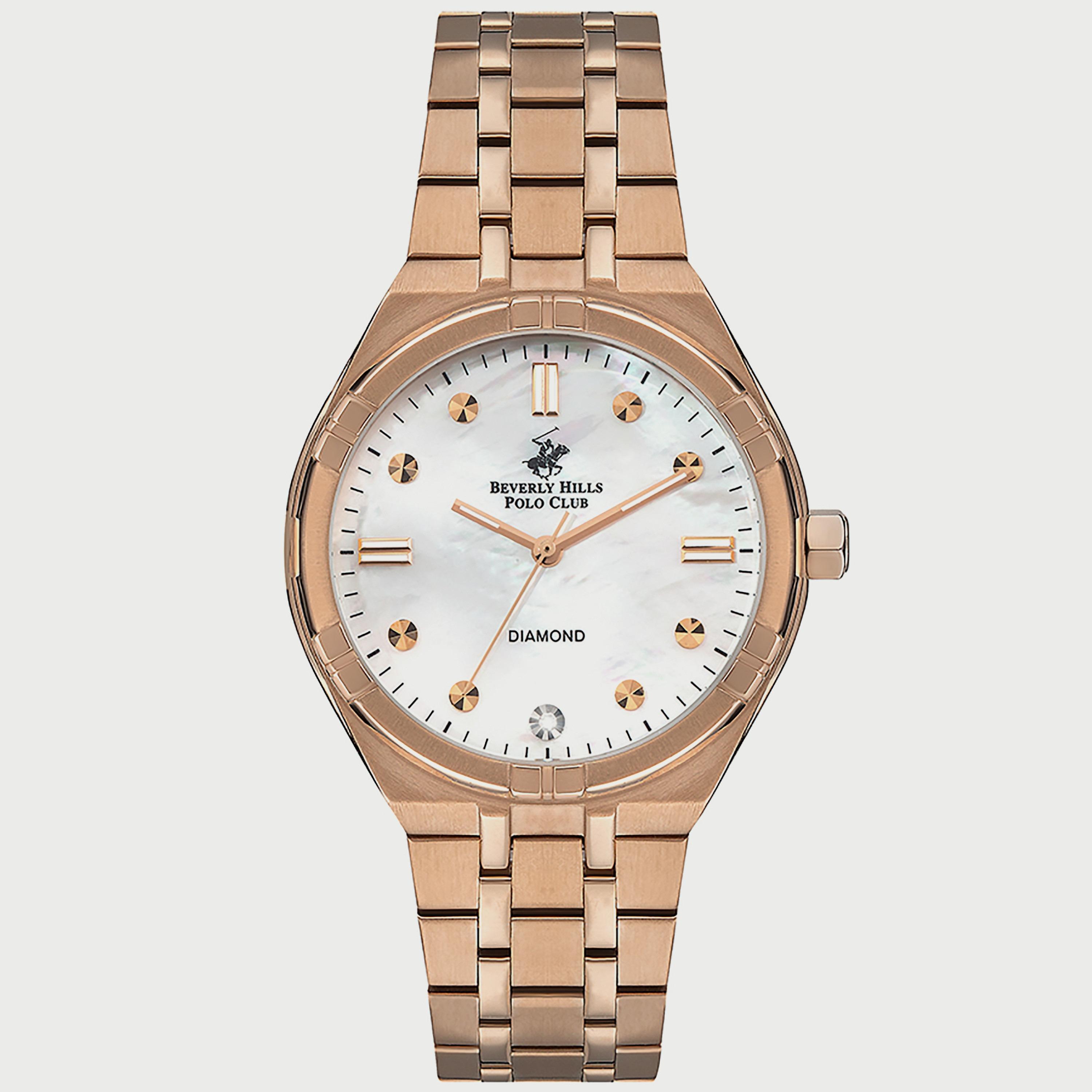  BP3274X.420 "ساعة" أنالوج من بيفرلي هيلز بولو كلوب للنساء بسوار معدني ذهبي وردي-women-watchesandjewellery-watches-image-1