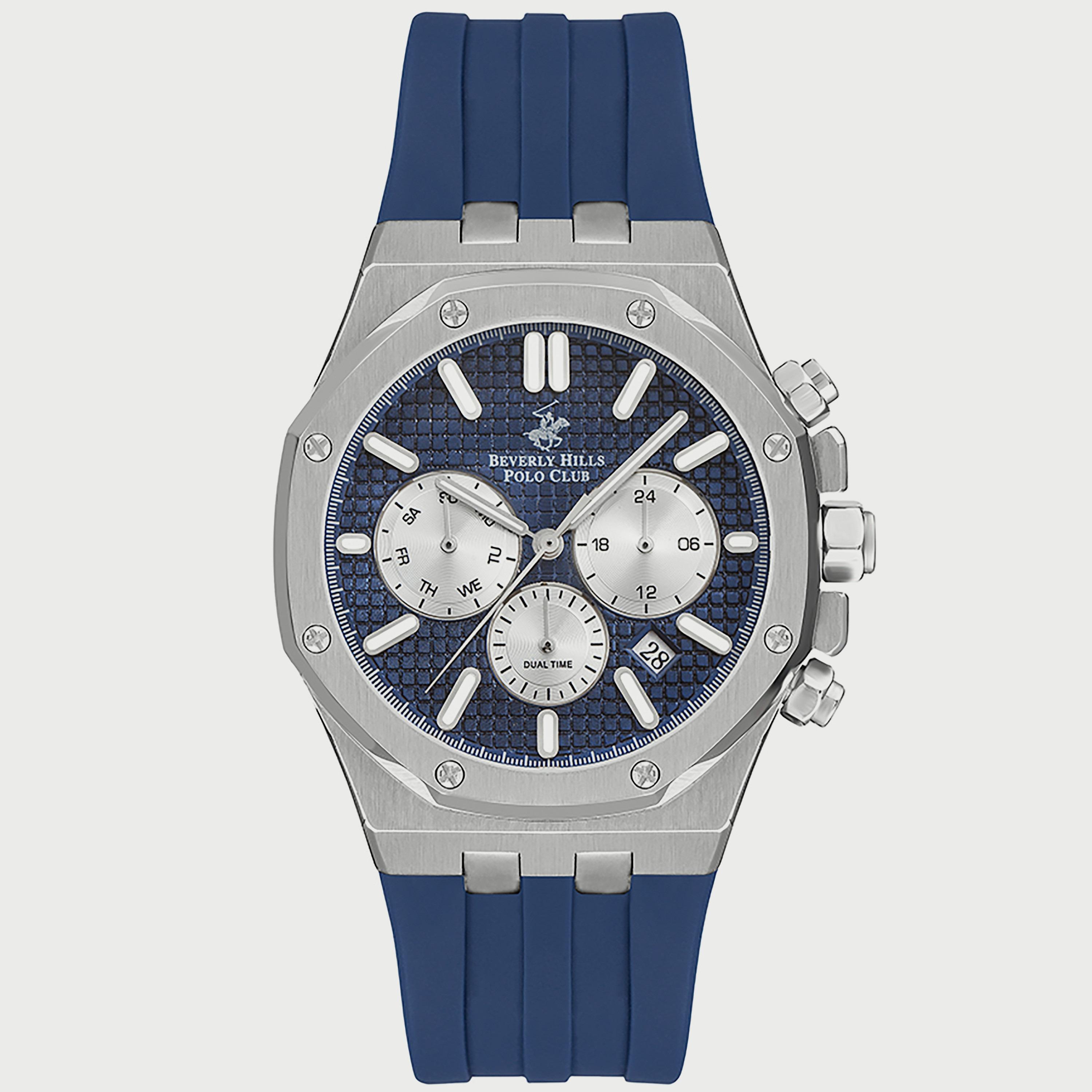  BP3261X.399 "ساعة" كرونوغراف من بيفرلي هيلز بولو كلوب بعقارب وسوار سيليكون أزرق للرجال-men-watchesandjewellery-watches-image-1
