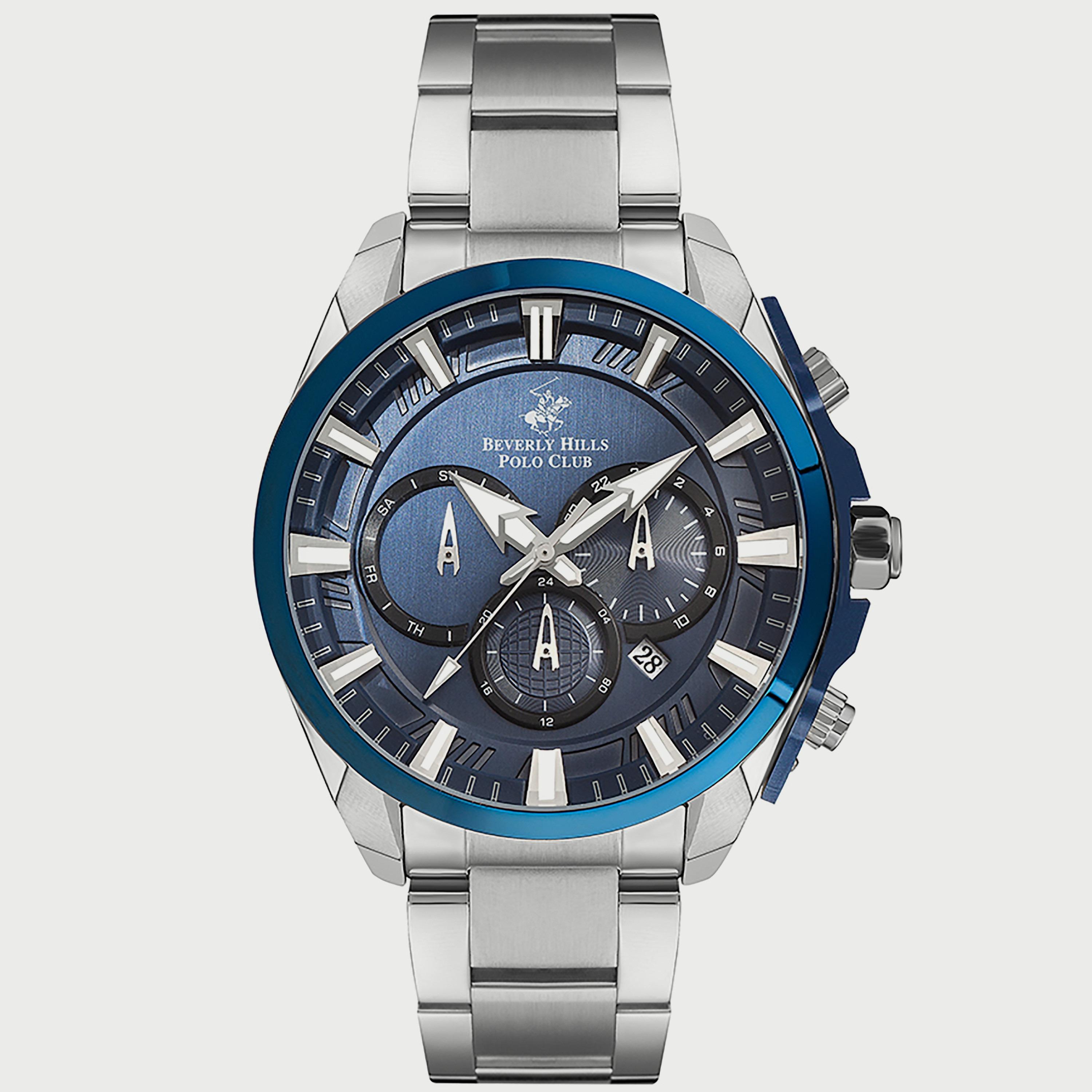  BP3266X.390 "ساعة" كرونوغراف من بيفرلي هيلز بولو كلوب بعقارب وسوار معدني فضي للرجال-men-watchesandjewellery-watches-image-1