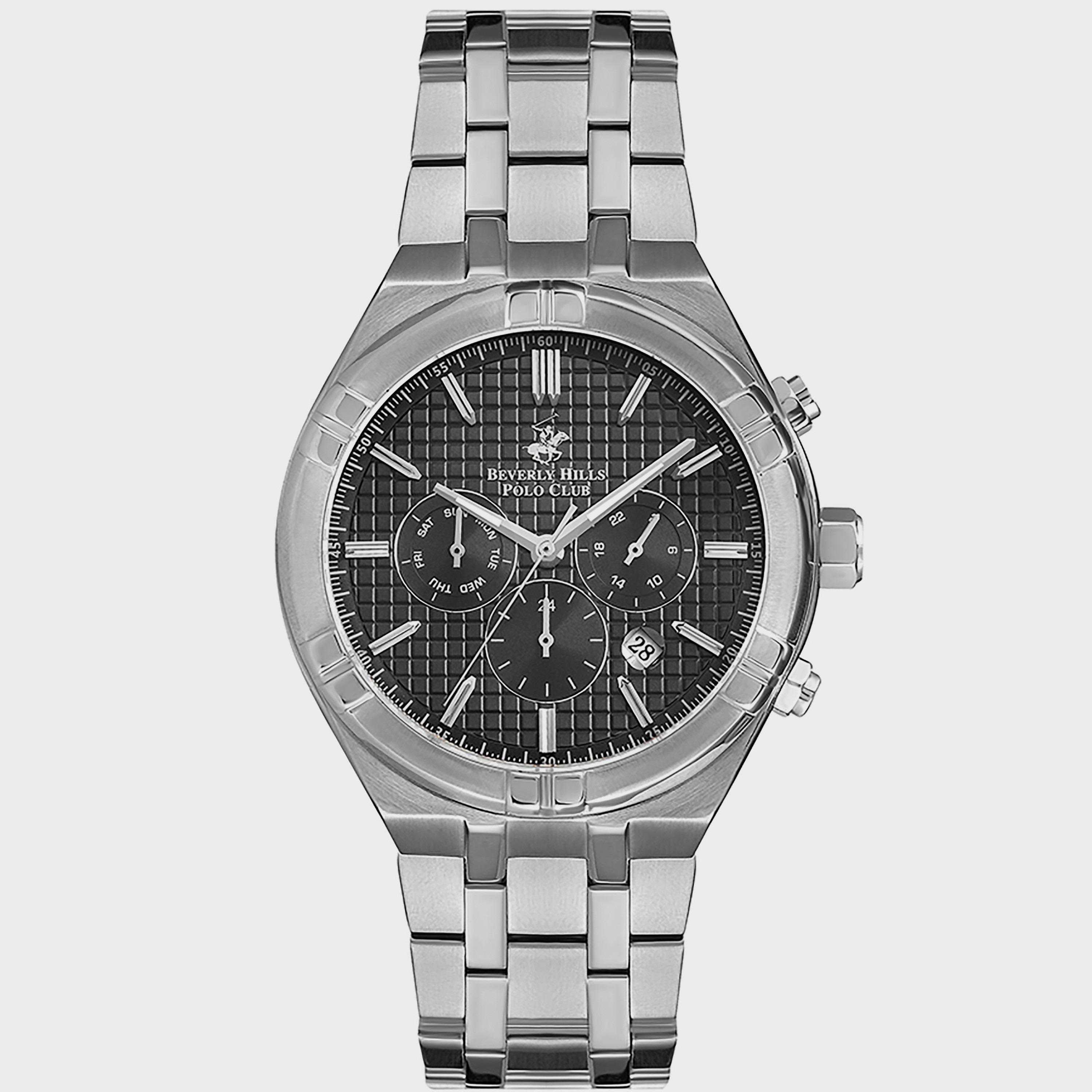  BP3273X.350 "ساعة" كرونوغراف من بيفرلي هيلز بولو كلوب بعقارب وسوار معدني فضي للرجال-men-watchesandjewellery-watches-image-1