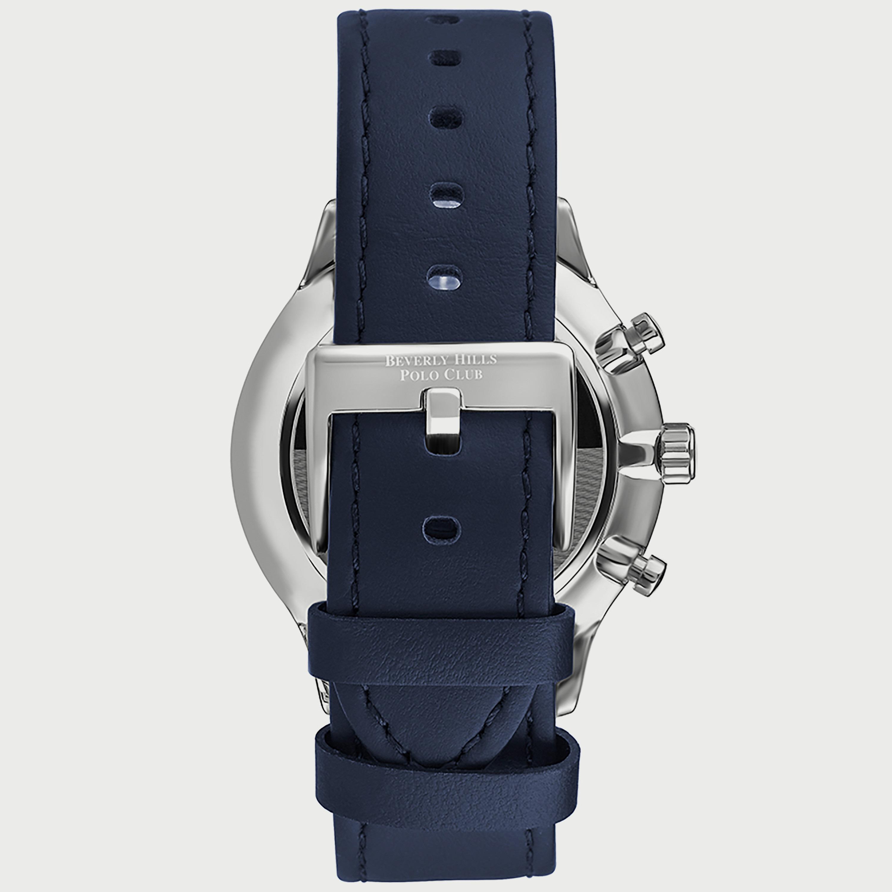  BP3280X.399 "ساعة" كرونوغراف من بيفرلي هيلز بولو كلوب بعقارب وسوار جلدي ازرق للرجال-men-watchesandjewellery-watches-image-3