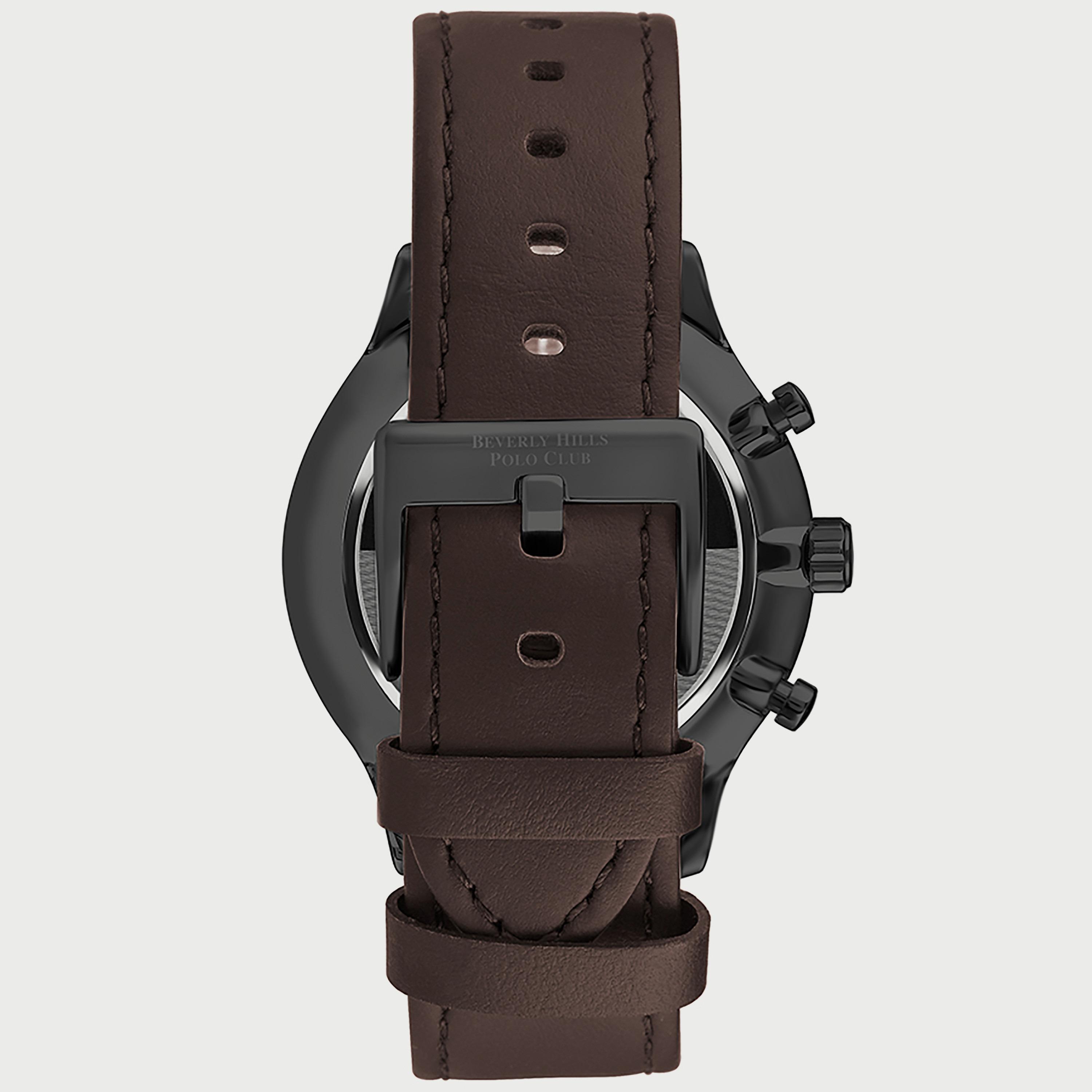  BP3280X.062 "ساعة" كرونوغراف من بيفرلي هيلز بولو كلوب بعقارب وسوار جلدي بني للرجال-men-watchesandjewellery-watches-image-3