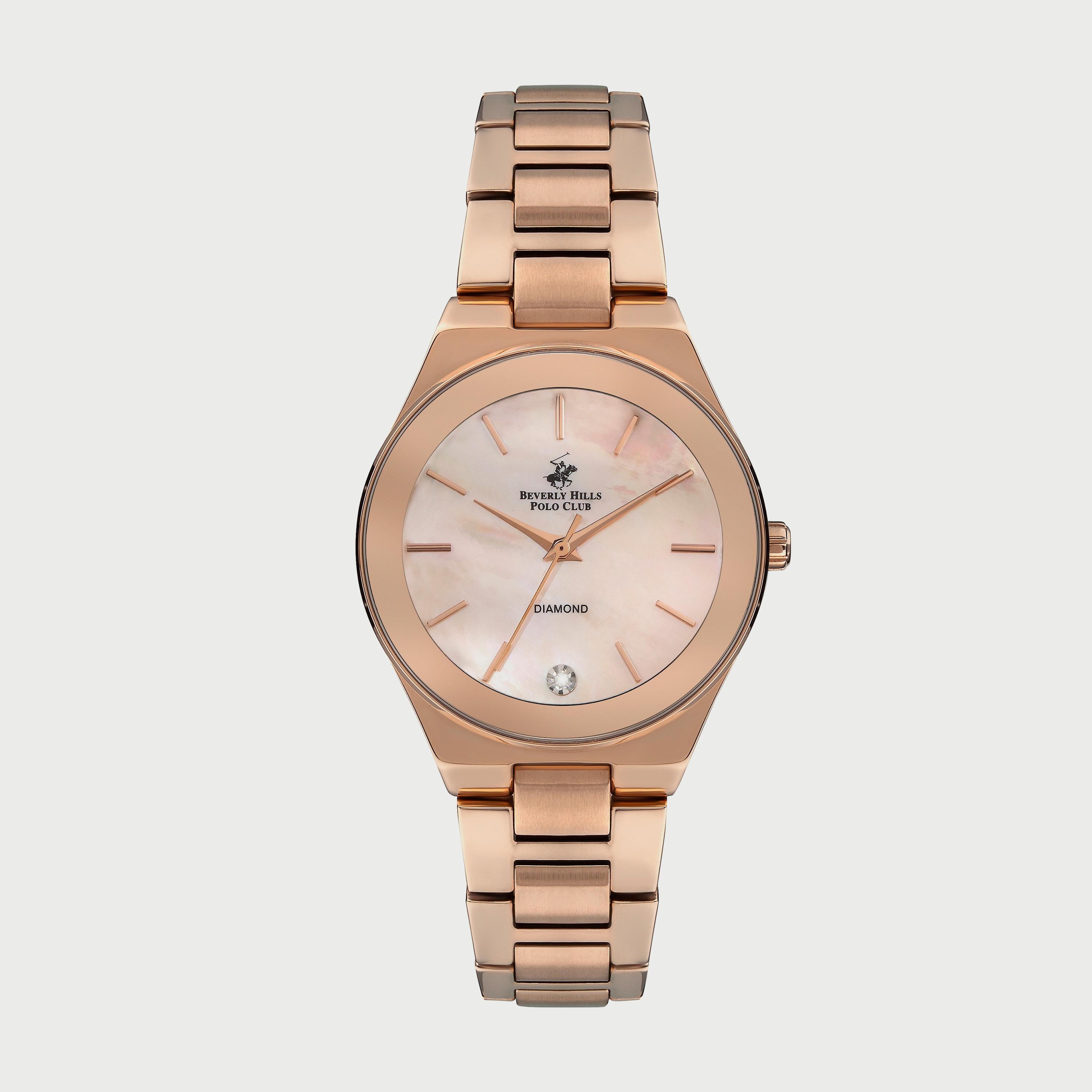  BP3229X.410 "ساعة" أنالوج من بيفرلي هيلز بولو كلوب للنساء بسوار معدني ذهبي وردي-women-watchesandjewellery-watches-image-1