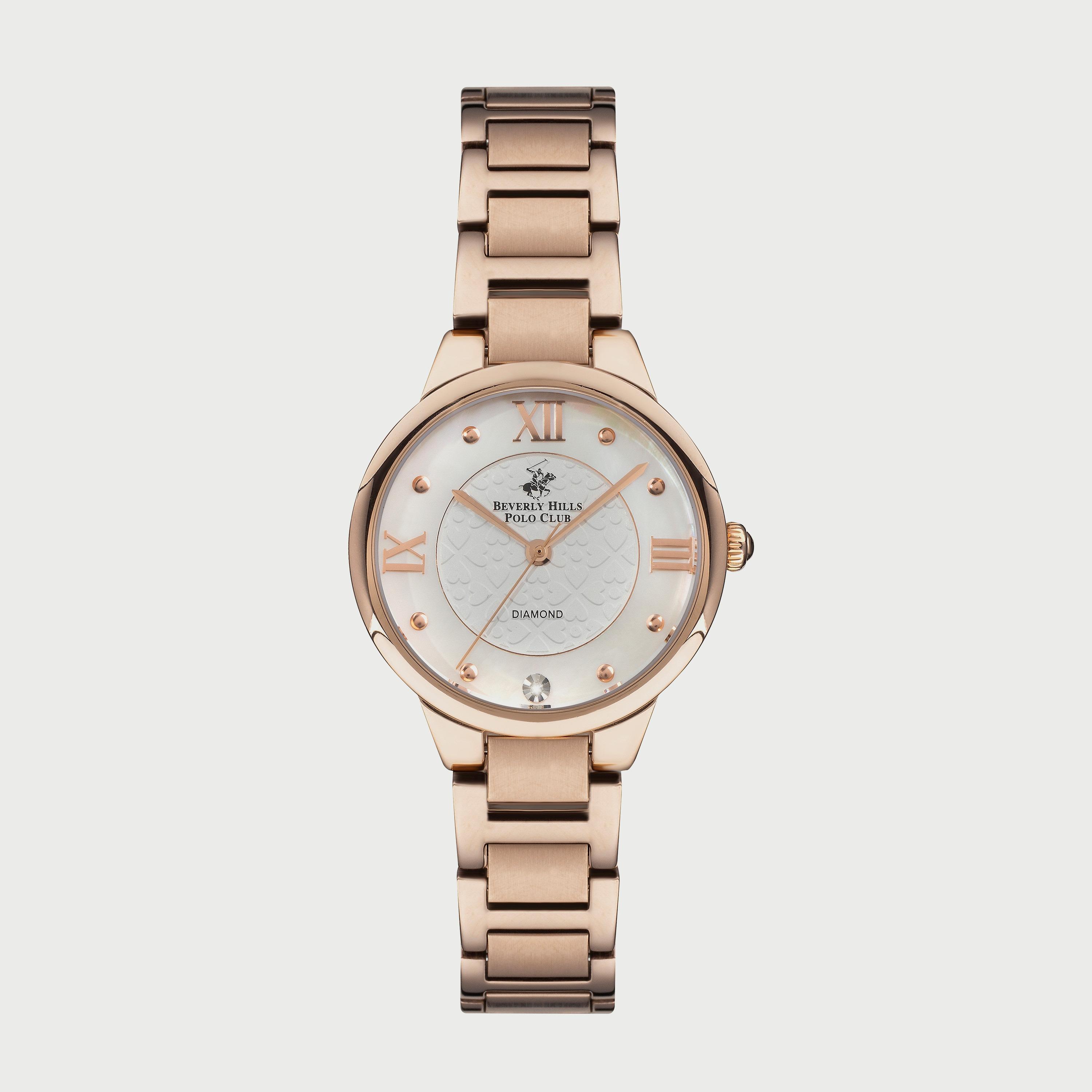  BP3235X.420 "ساعة" أنالوج من بيفرلي هيلز بولو كلوب للنساء بسوار معدني ذهبي وردي-women-watchesandjewellery-watches-image-1
