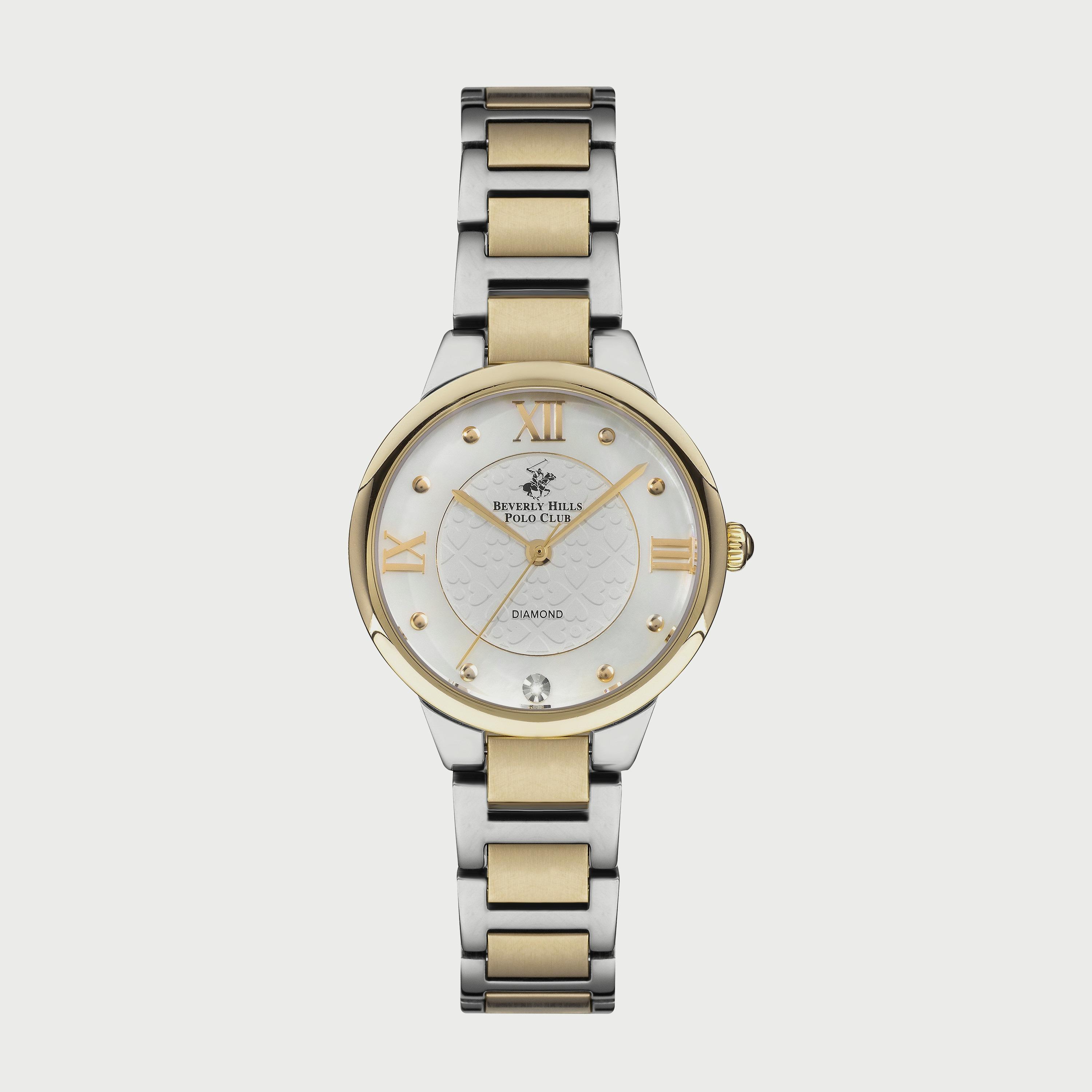  BP3235X.220 "ساعة" أنالوج من بيفرلي هيلز بولو كلوب للنساء بسوار معدني فضي وذهبي-women-watchesandjewellery-watches-image-1