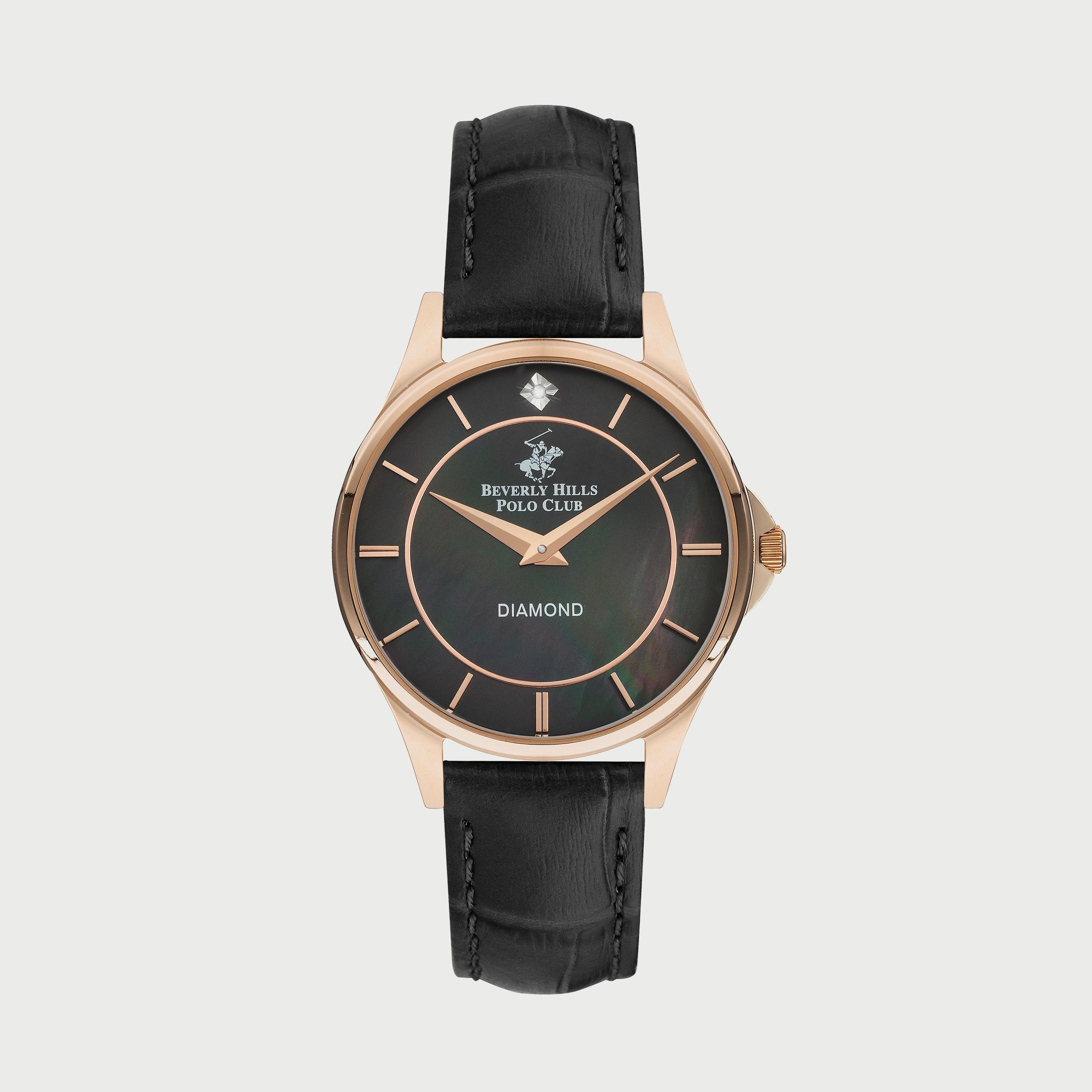  BP3243X.451 "ساعة" أنالوج من بيفرلي هيلز بولو كلوب بعقارب وسوار جلدي اسود للنساء-women-watchesandjewellery-watches-image-1
