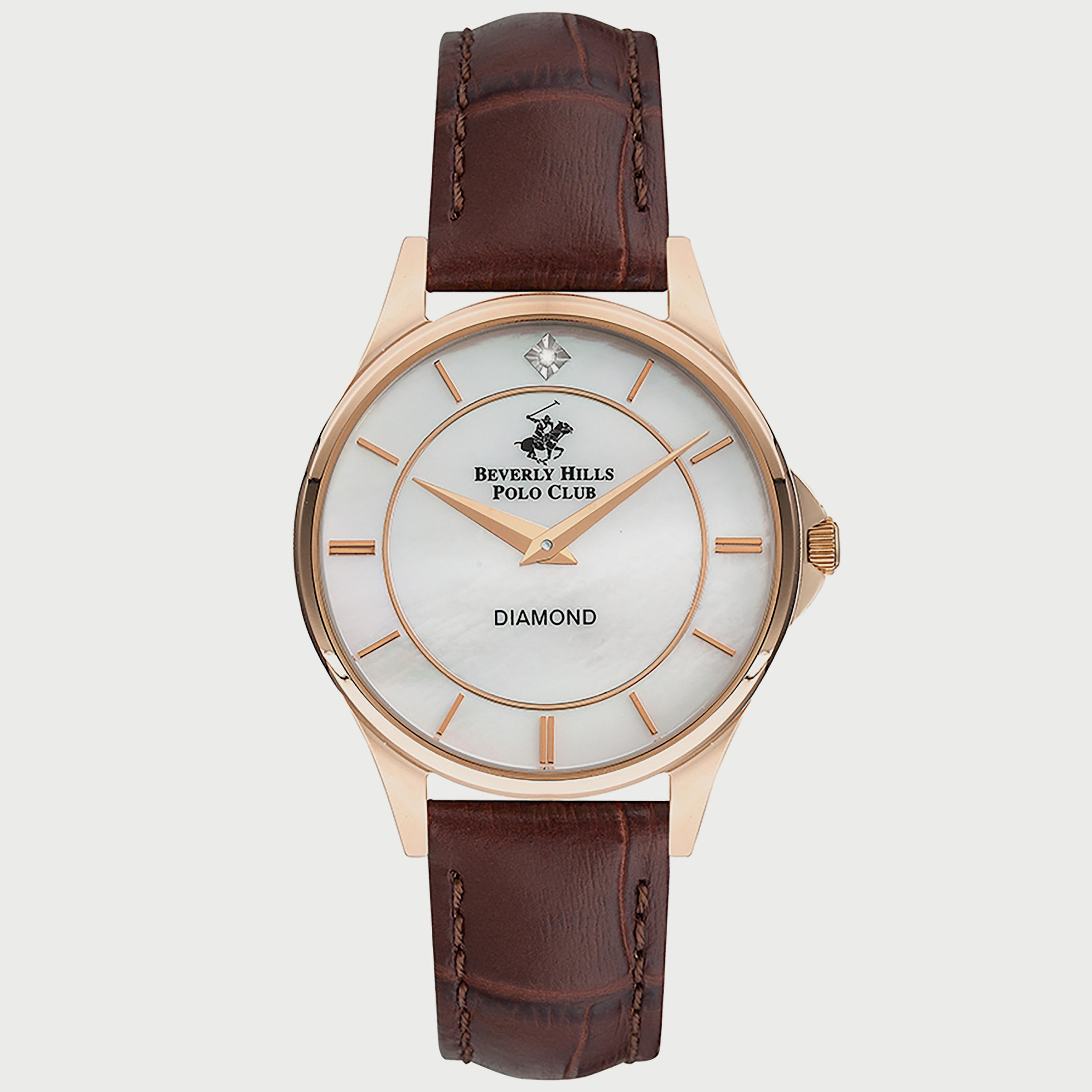  BP3243X.422 "ساعة" أنالوج من بيفرلي هيلز بولو كلوب بعقارب وسوار جلدي بني للنساء-women-watchesandjewellery-watches-image-1