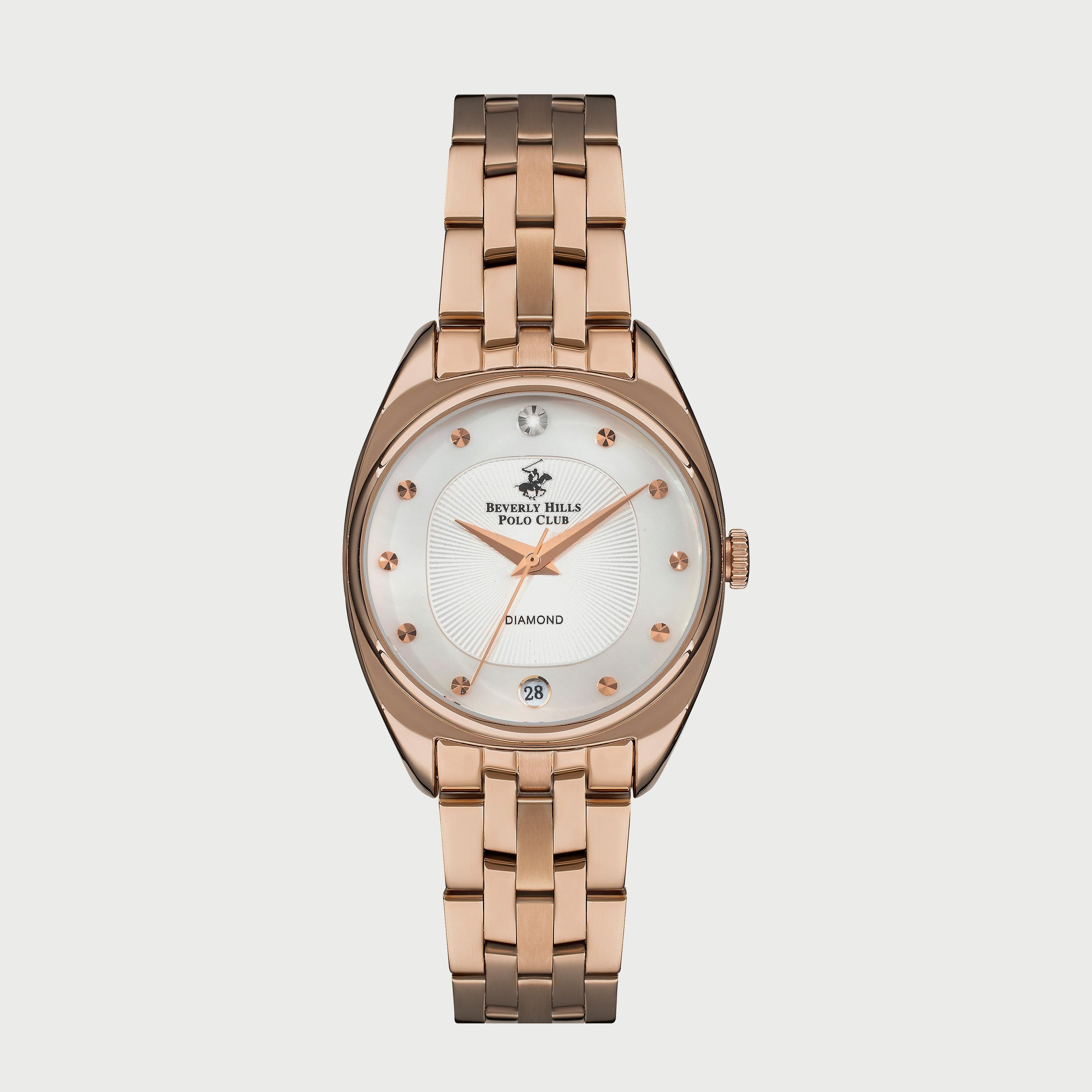  BP3270X.420 "ساعة" أنالوج من بيفرلي هيلز بولو كلوب للنساء بسوار معدني ذهبي وردي-women-watchesandjewellery-watches-image-1