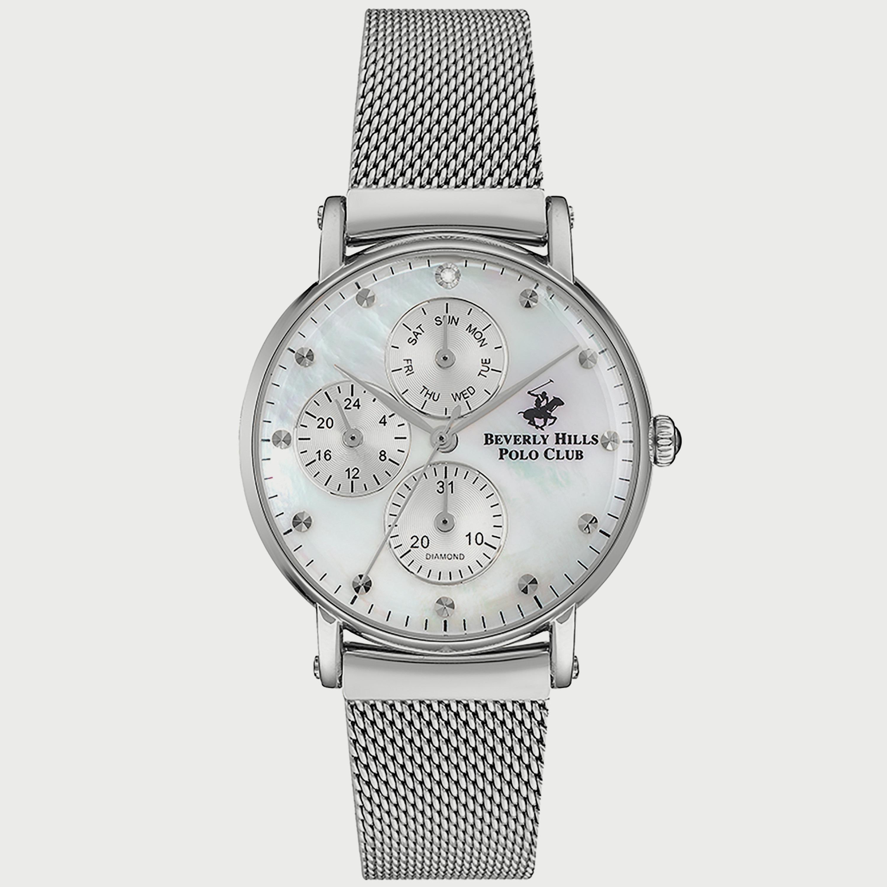  BP3252X.320 "ساعة" أنالوج من بيفرلي هيلز بولو كلوب للنساء بسوار شبكي فضي-women-watchesandjewellery-watches-image-1