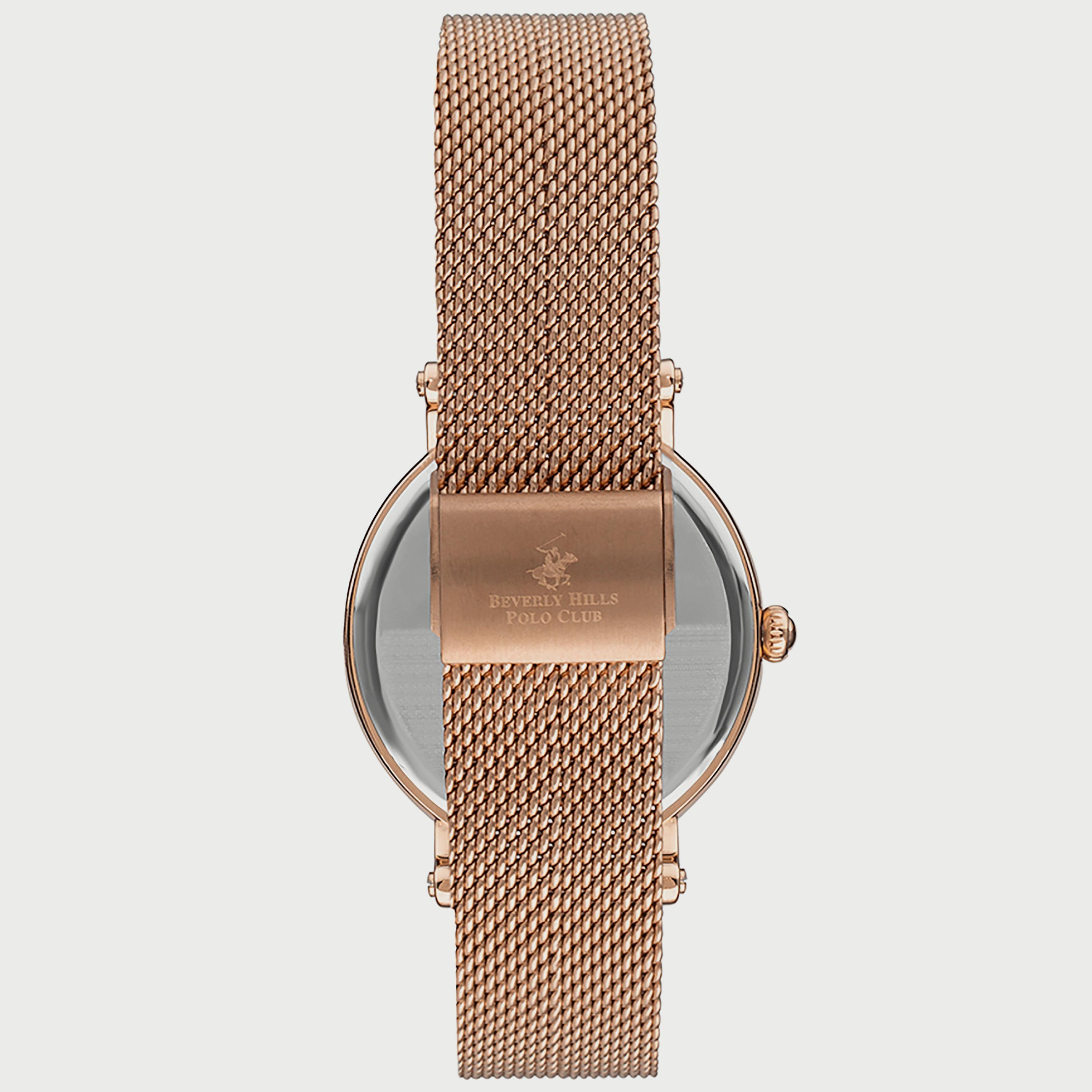  BP3252X.420 "ساعة" أنالوج من بيفرلي هيلز بولو كلوب للنساء بسوار شبكي ذهبي وردي-women-watchesandjewellery-watches-image-3