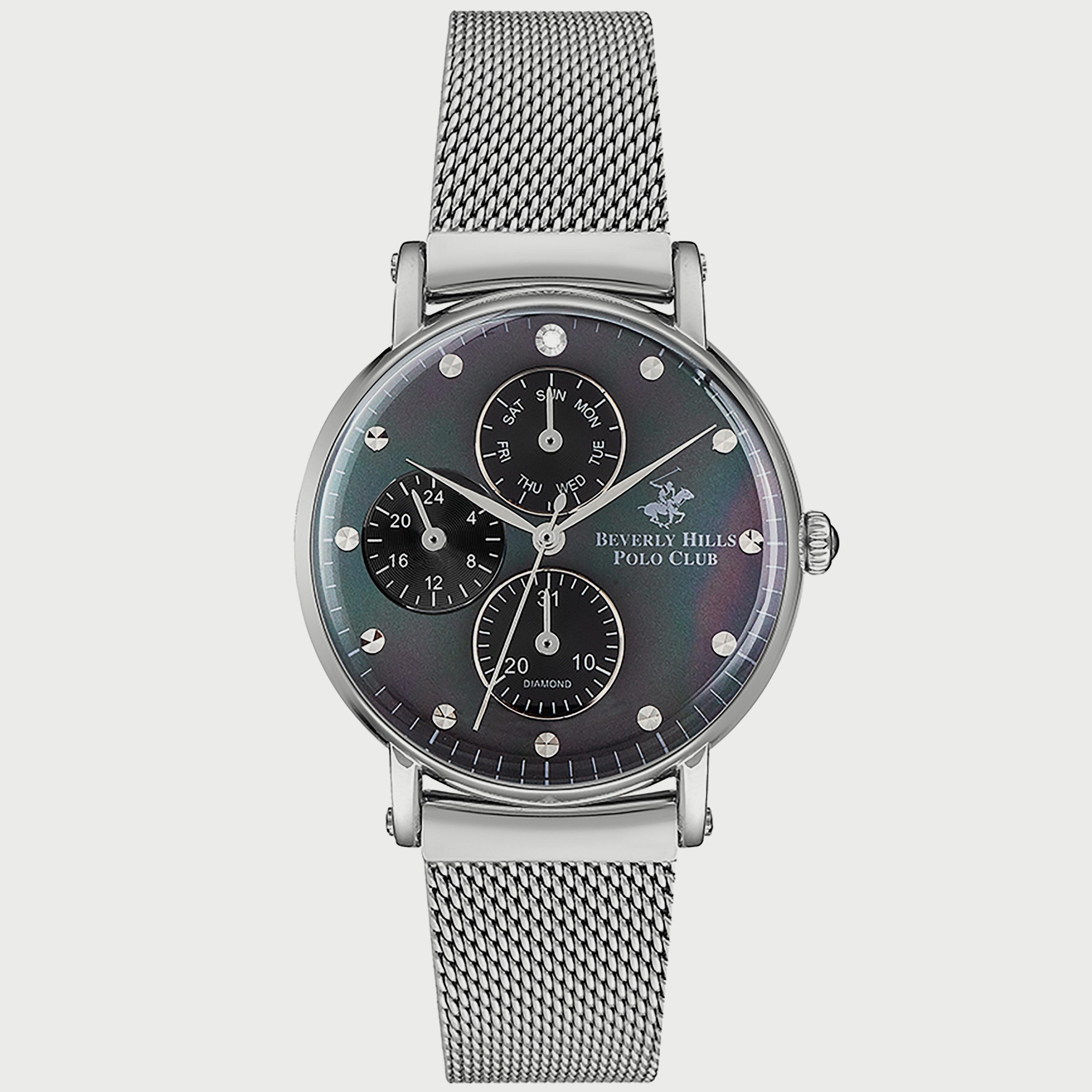  BP3252X.350 "ساعة" أنالوج من بيفرلي هيلز بولو كلوب للنساء بسوار شبكي فضي-women-watchesandjewellery-watches-image-1