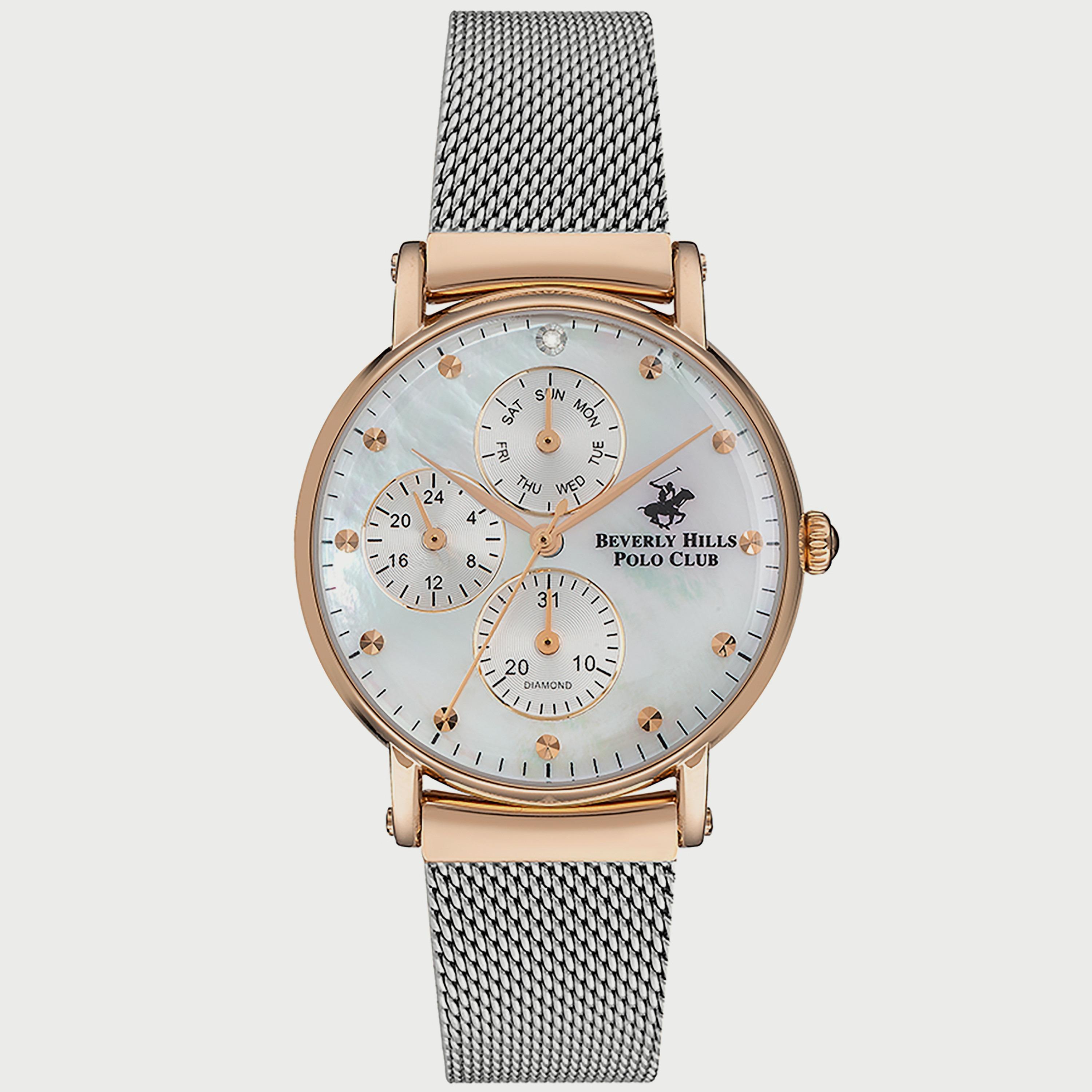  BP3252X.520 "ساعة" أنالوج من بيفرلي هيلز بولو كلوب للنساء بسوار شبكي فضي-women-watchesandjewellery-watches-image-1