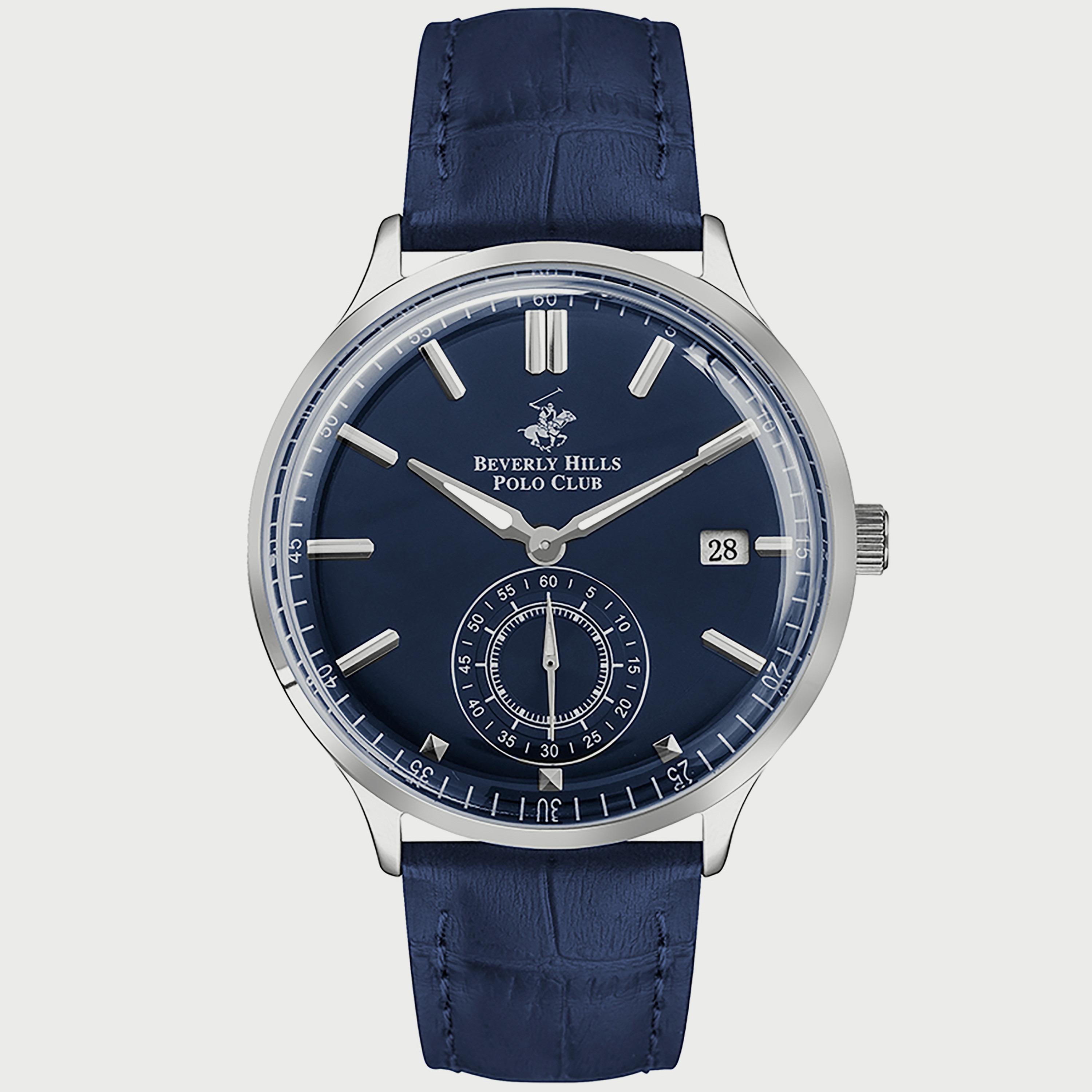  BP3260X.499 "ساعة" أنالوج من بيفرلي هيلز بولو كلوب بعقارب وسوار جلدي ازرق للرجال-men-watchesandjewellery-watches-image-1
