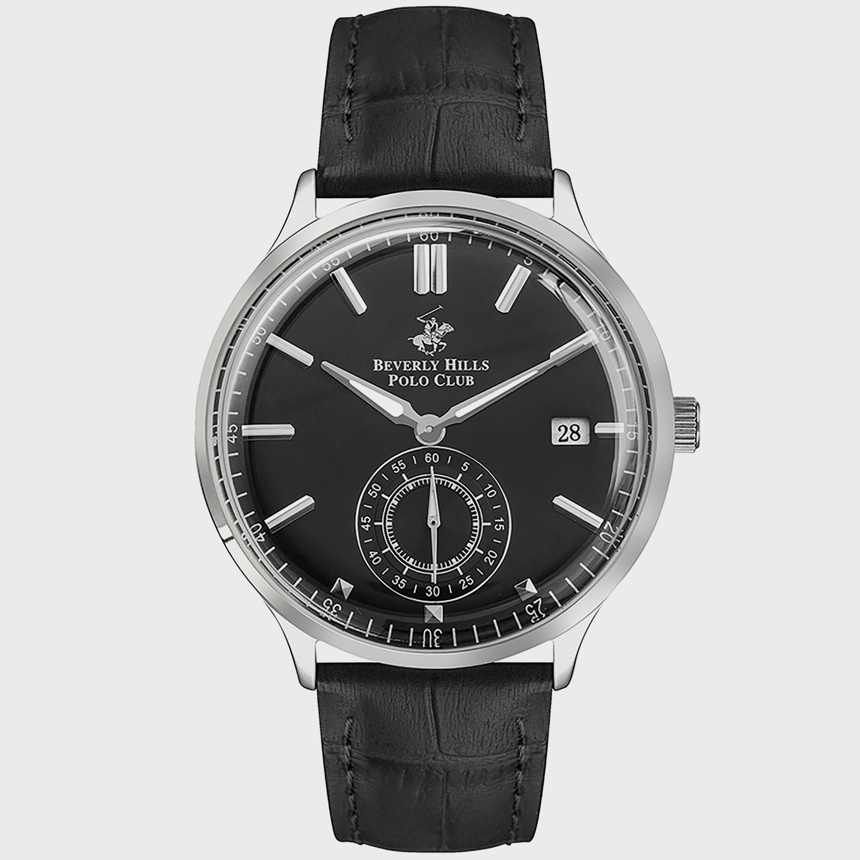  BP3260X.351 "ساعة" أنالوج من بيفرلي هيلز بولو كلوب بعقارب وسوار جلدي أسود للرجال-men-watchesandjewellery-watches-image-1