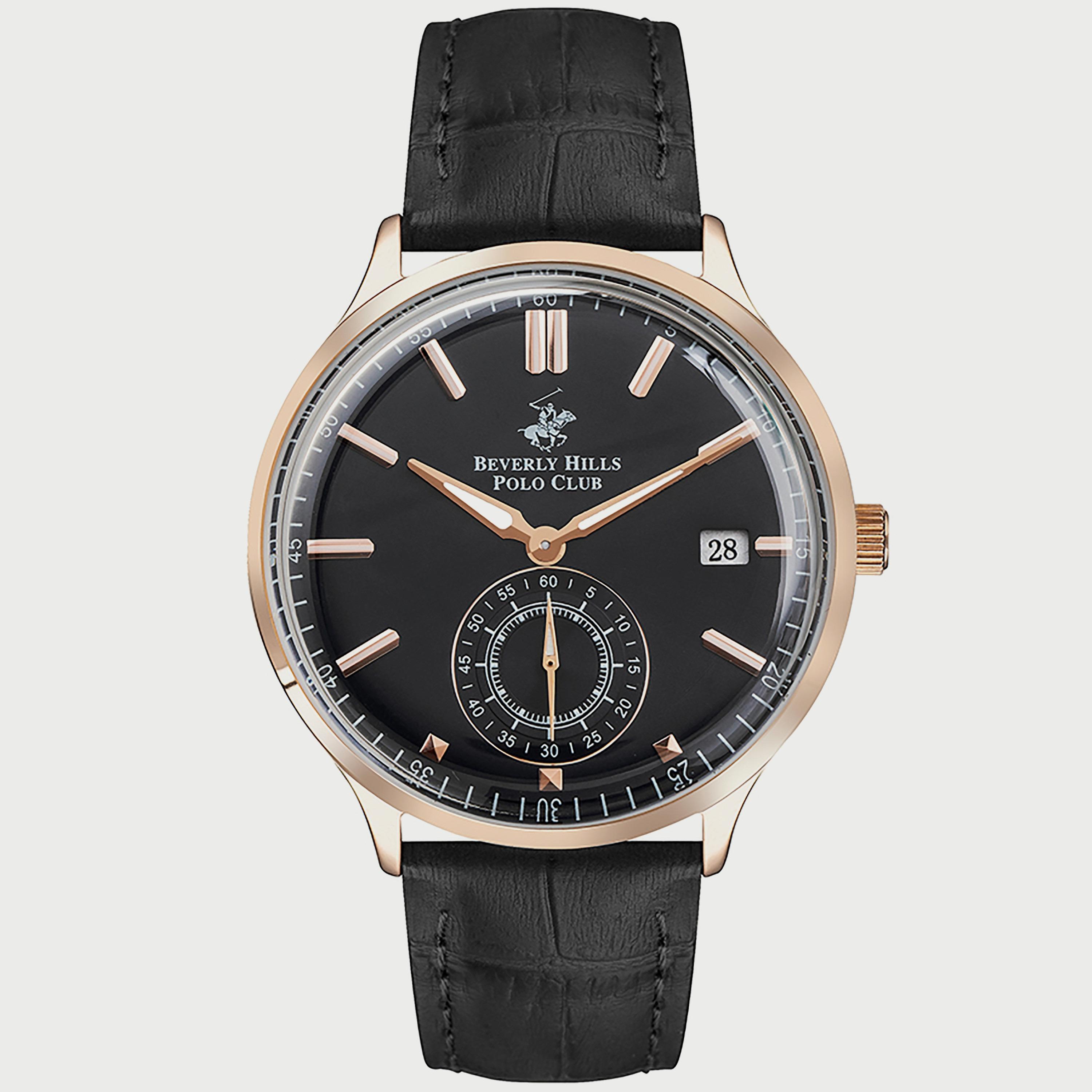  BP3260X.451 "ساعة" أنالوج من بيفرلي هيلز بولو كلوب بعقارب وسوار جلدي أسود للرجال-men-watchesandjewellery-watches-image-1