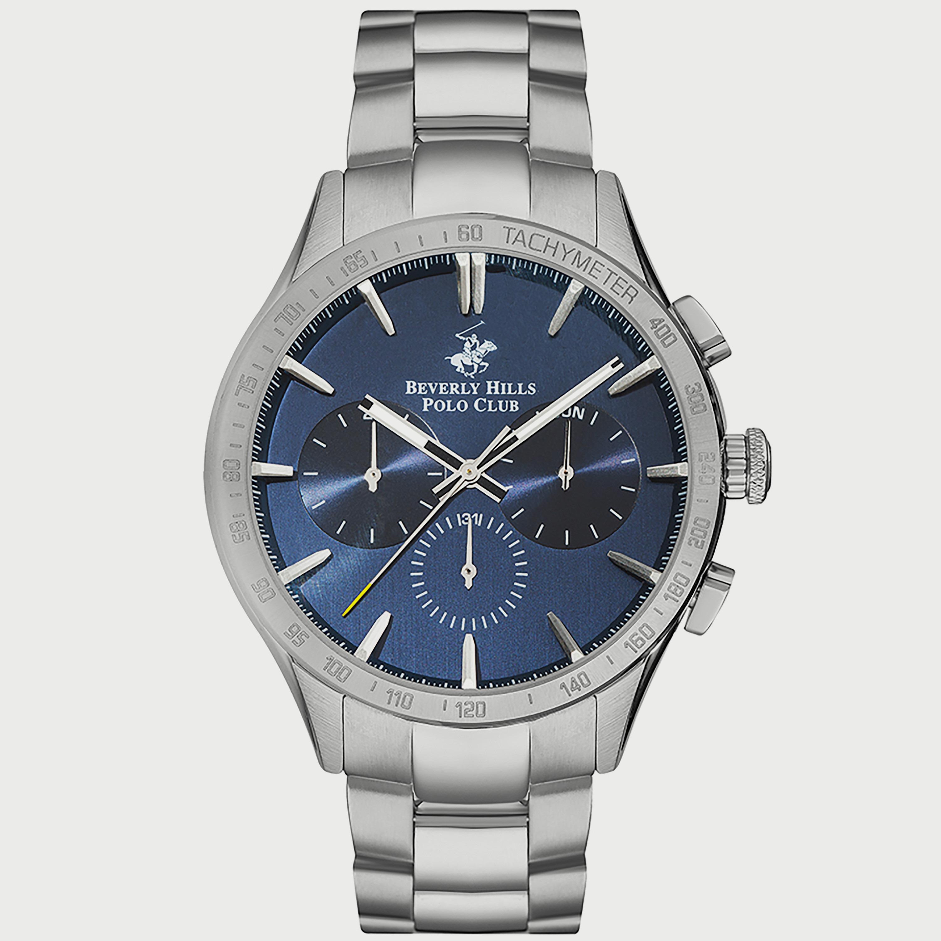  BP3250X.390 "ساعة" كرونوغراف من بيفرلي هيلز بولو كلوب بعقارب وسوار معدني فضي للرجال-men-watchesandjewellery-watches-image-1