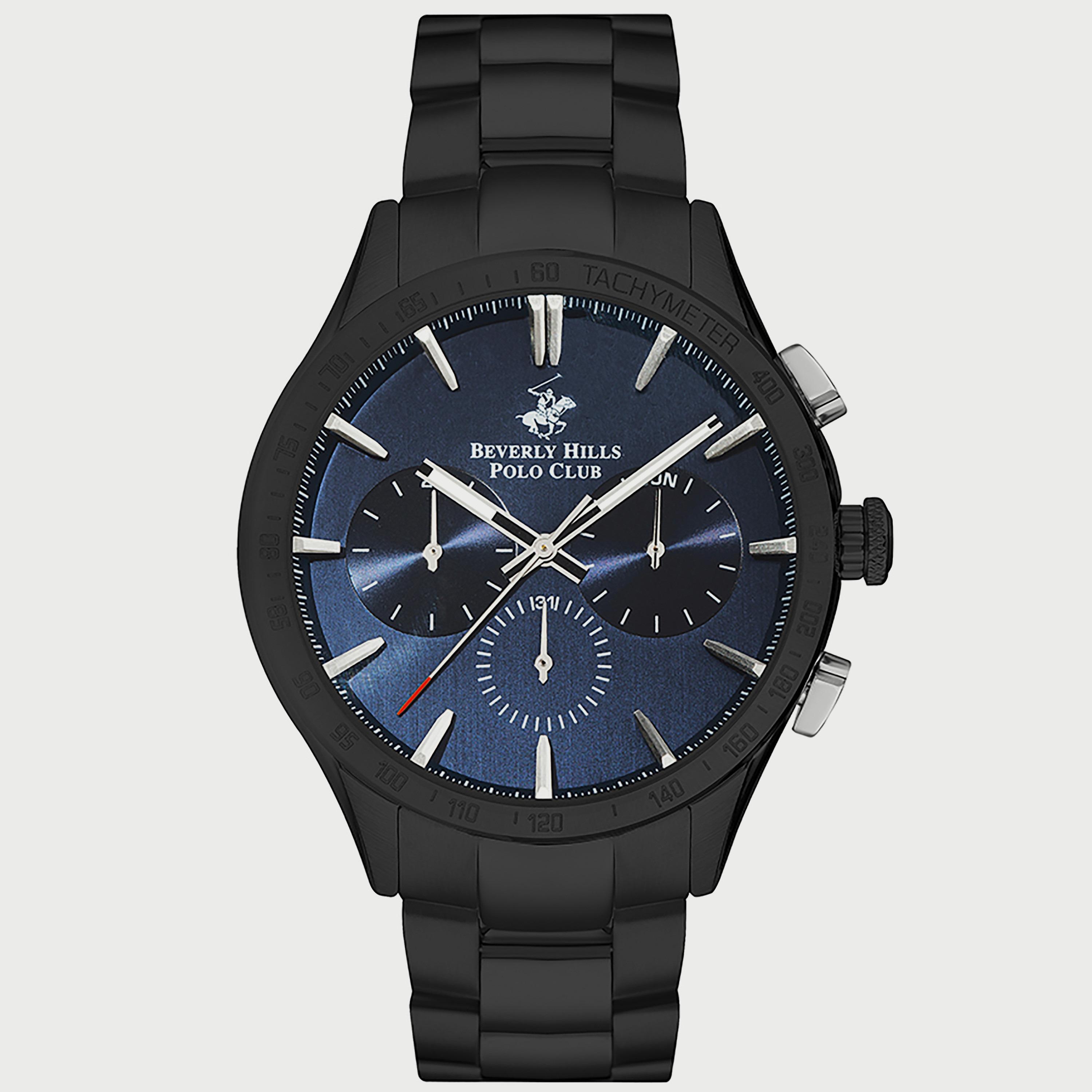  BP3250X.690 "ساعة" كرونوغراف من بيفرلي هيلز بولو كلوب بعقارب وسوار معدني أسود للرجال-men-watchesandjewellery-watches-image-1
