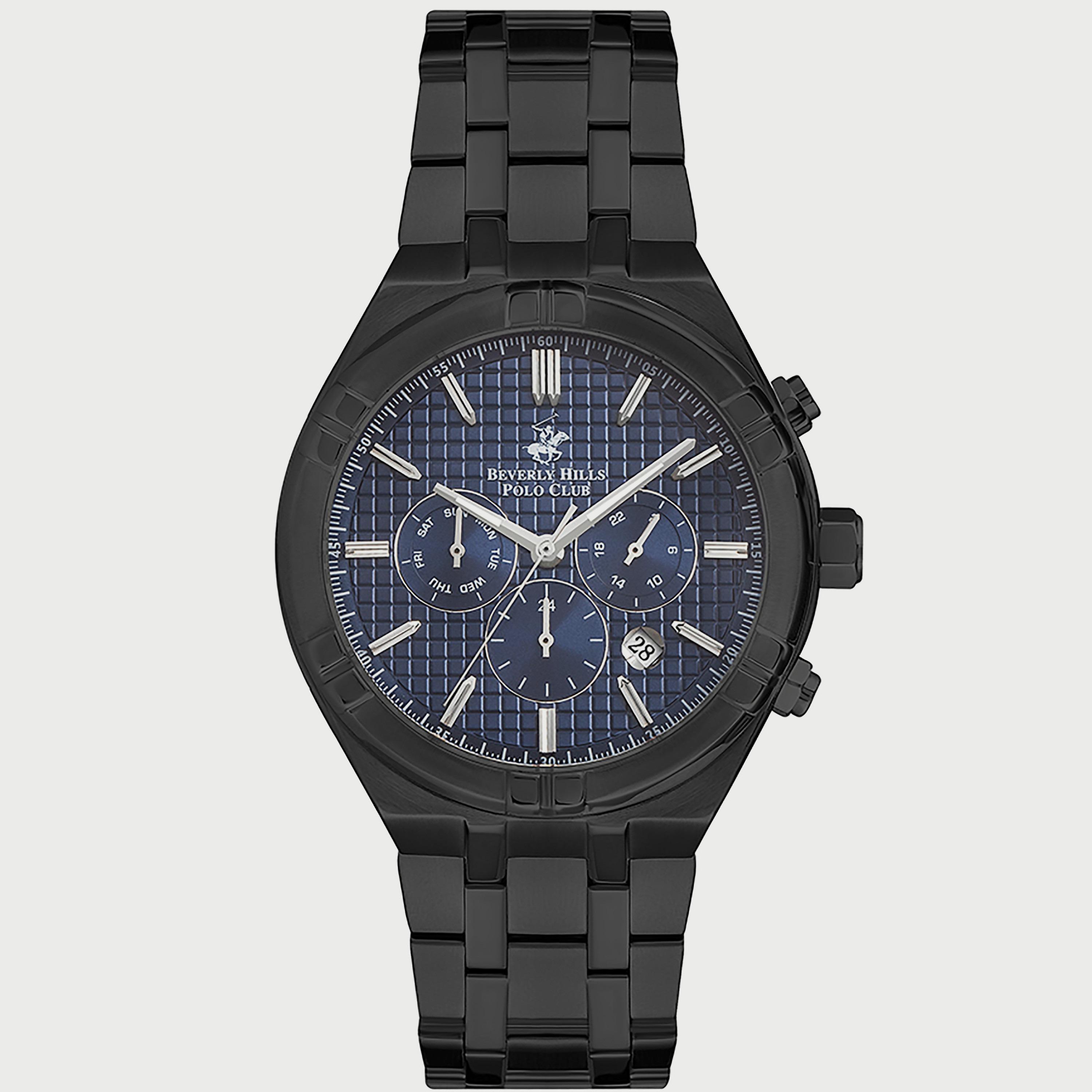  BP3273X.650 "ساعة" كرونوغراف من بيفرلي هيلز بولو كلوب بعقارب وسوار معدني أسود للرجال-men-watchesandjewellery-watches-image-1