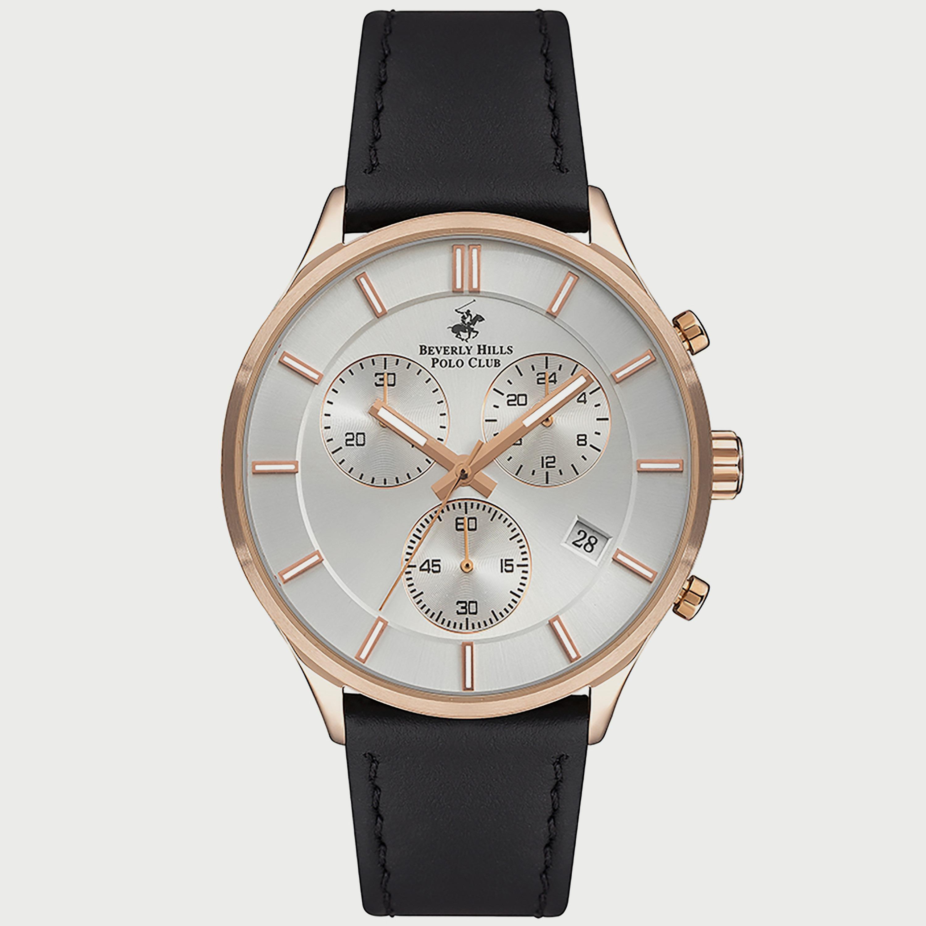  BP3280X.431 "ساعة" كرونوغراف من بيفرلي هيلز بولو كلوب بعقارب وسوار جلدي أسود للرجال-men-watchesandjewellery-watches-image-1
