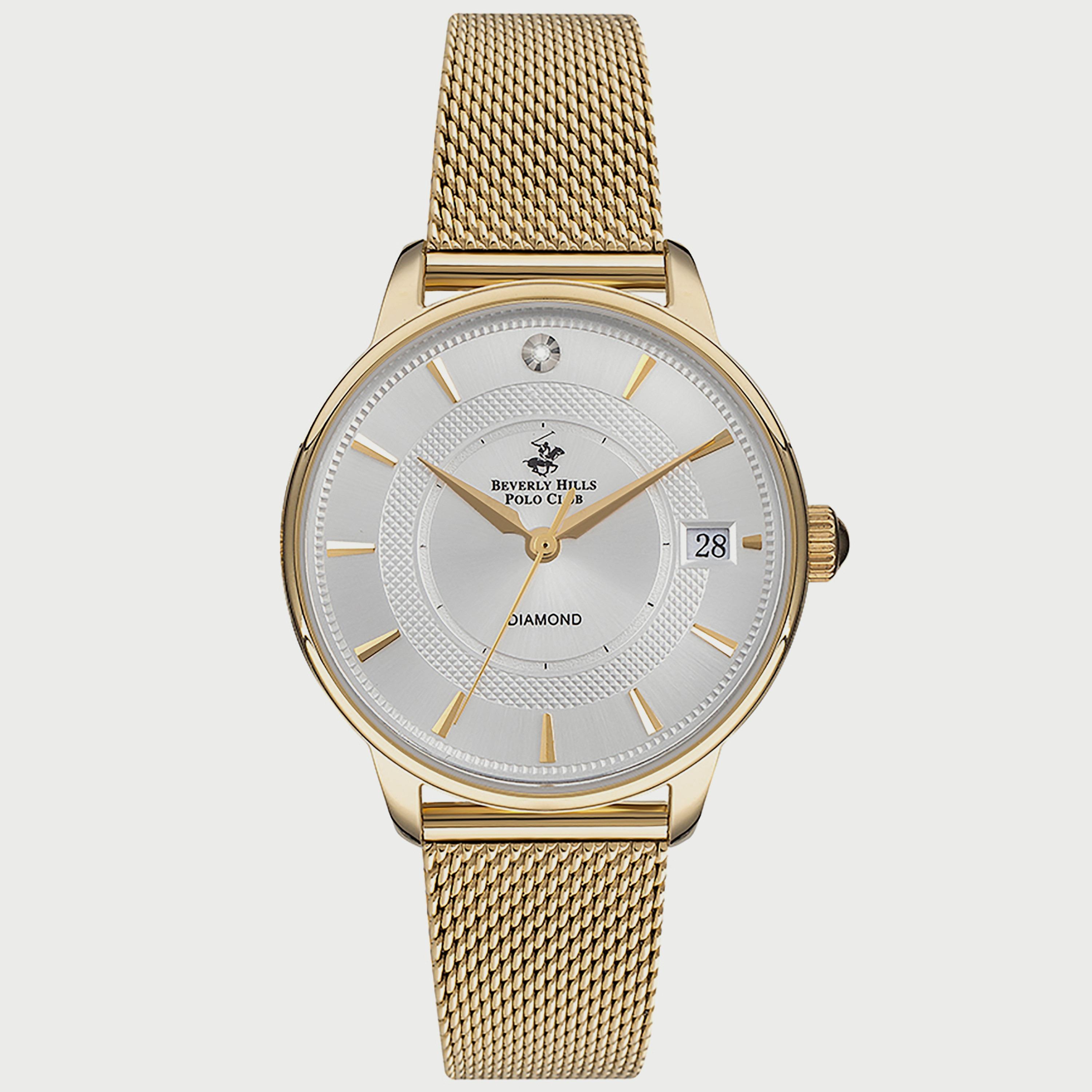  BP3292X.130 ساعة أنالوج من بيفرلي هيلز بولو كلوب للنساء بسوار شبكي ذهبي-women-watchesandjewellery-watches-image-1