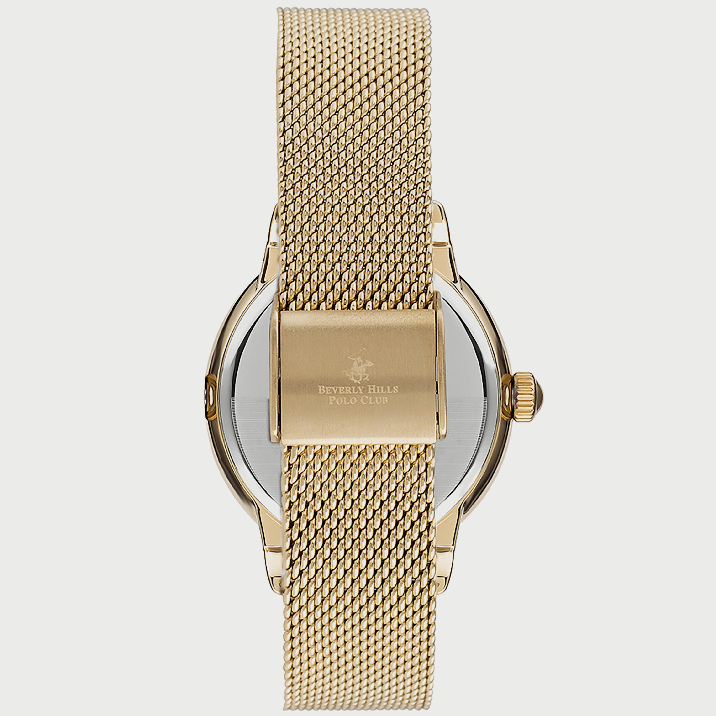  BP3292X.130 ساعة أنالوج من بيفرلي هيلز بولو كلوب للنساء بسوار شبكي ذهبي-women-watchesandjewellery-watches-image-3