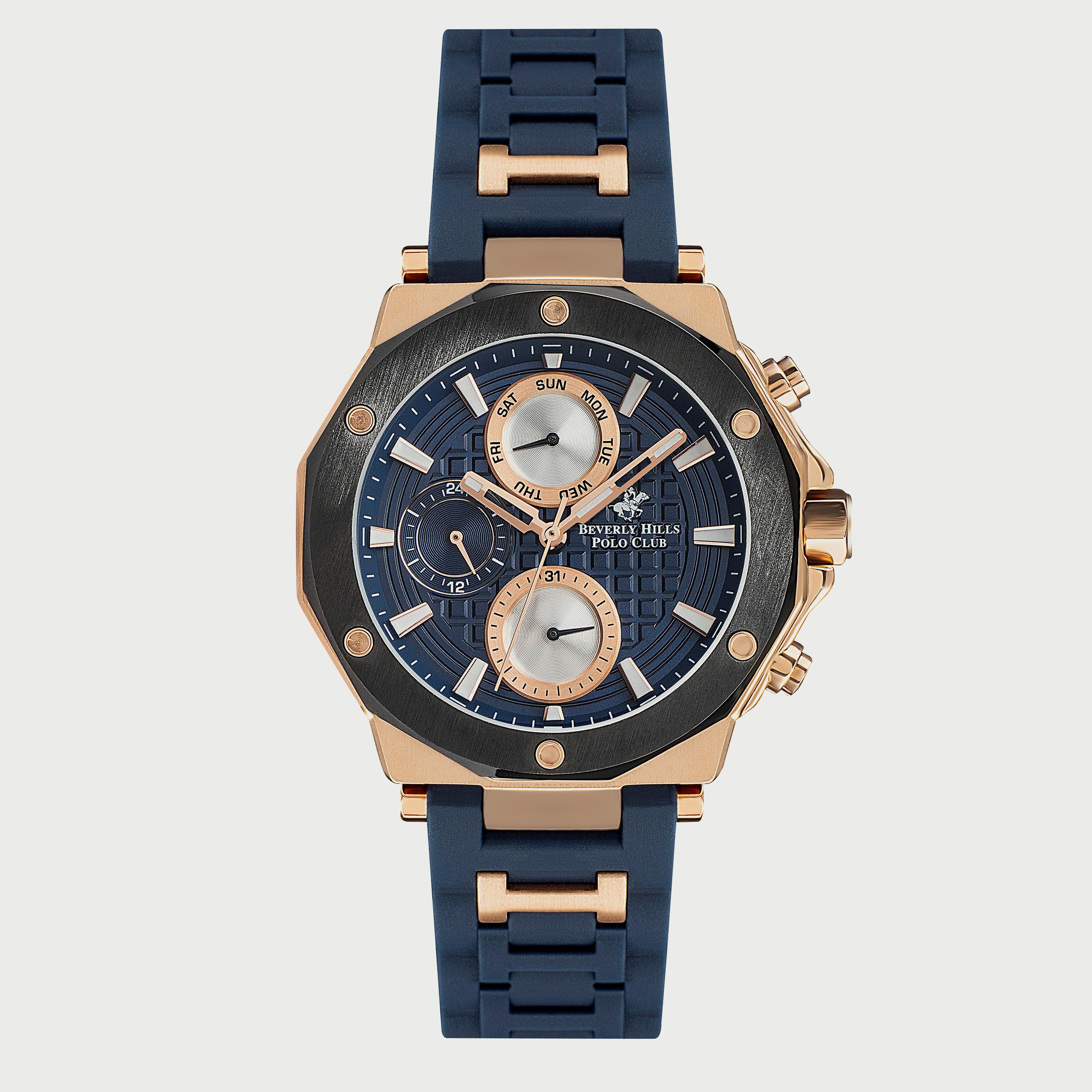  BP3152X.899 ساعة كرونوغراف من بيفرلي هيلز بولو كلوب بعقارب وسوار سيليكون أزرق للرجال-men-watchesandjewellery-watches-image-1