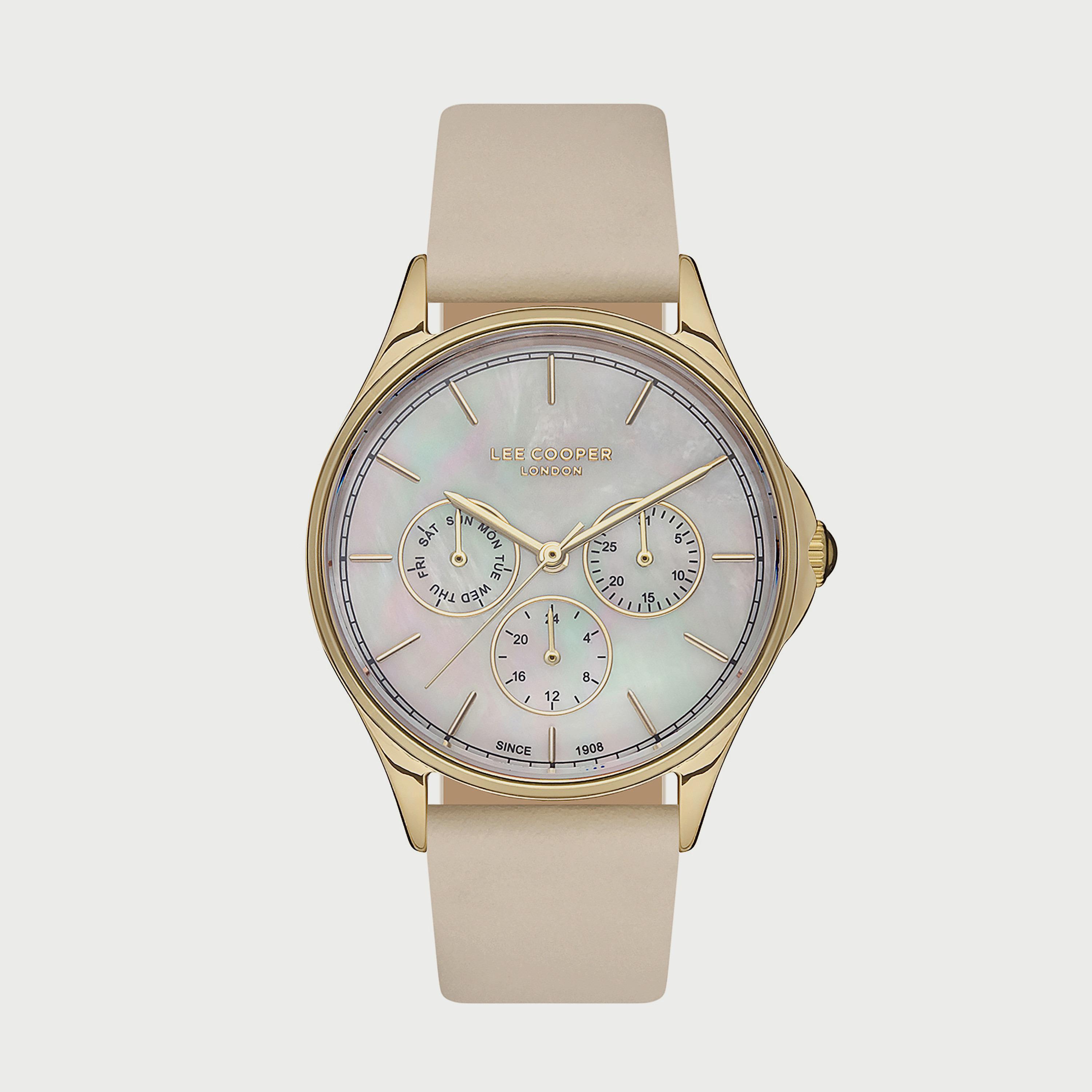  LC07204.127 ساعة انالوج من لي كوبر للنساء بسوار جلدي مع لون بيج-women-watchesandjewellery-watches-image-1