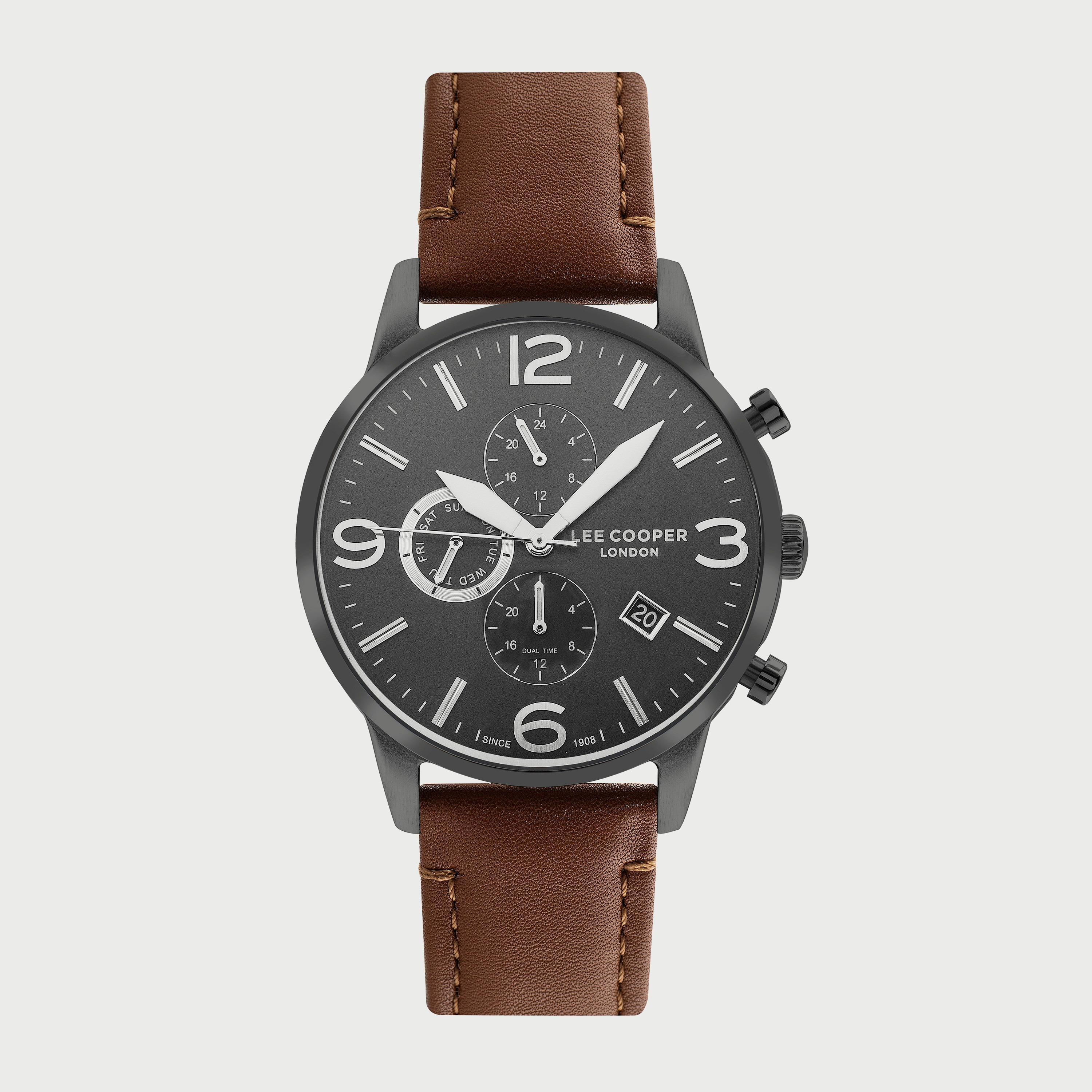 LC07083.064 ساعة كرونوغراف بسوار جلدي بني للرجال من لي كوبر-men-watchesandjewellery-watches-image-1
