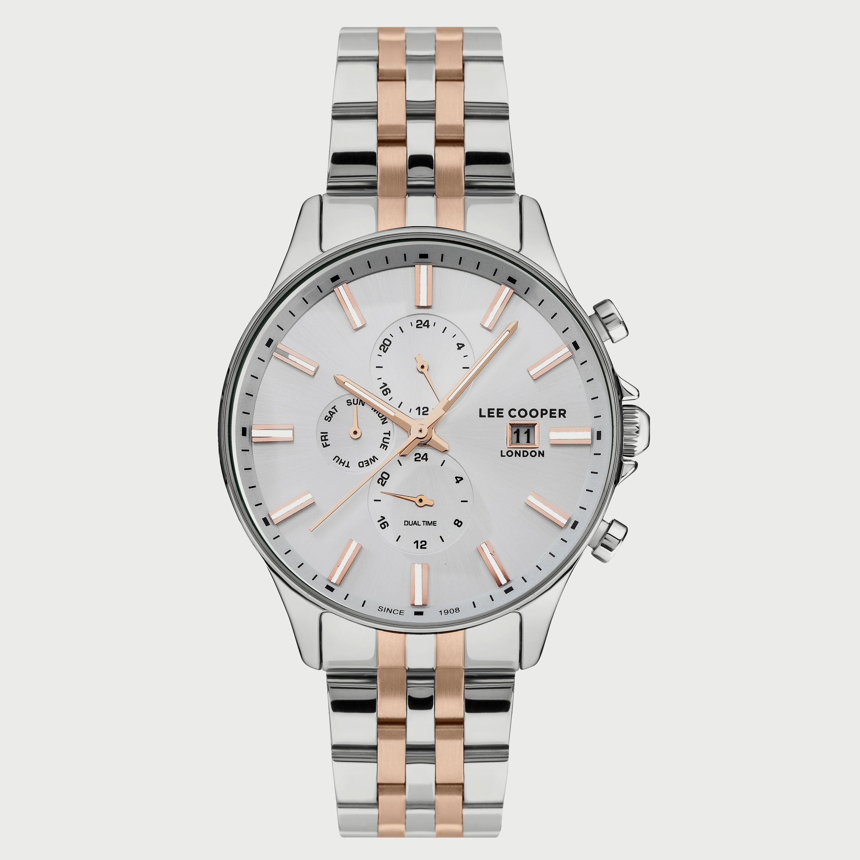  LC07380.530 ساعة كرونوغراف من لي كوبر للرجال بسوار معدني مع لون فضي وذهبي وردي-men-watchesandjewellery-watches-image-1