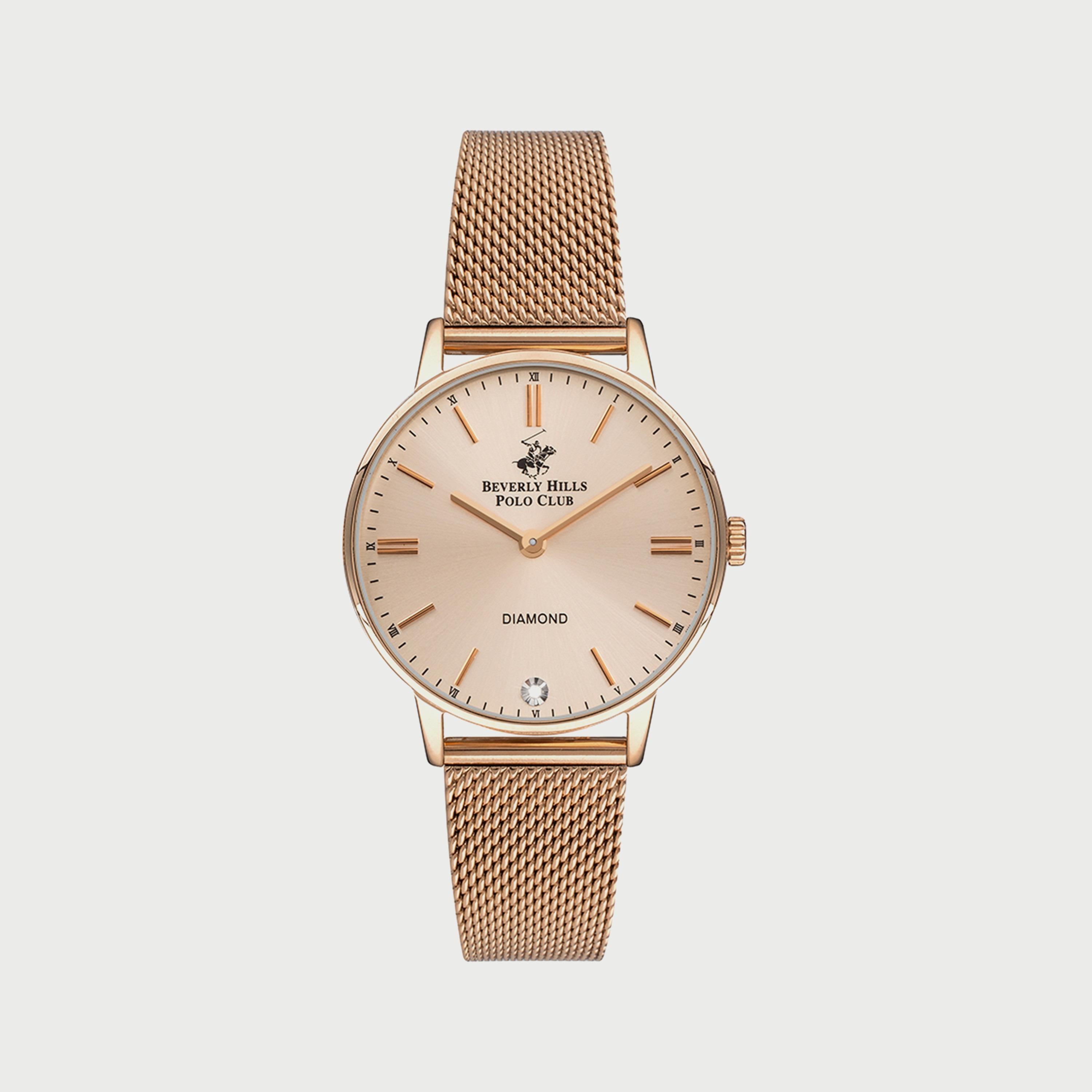 بيفرلي هيلز بولو كلوب ساعة يد نسائية بسوار شبكي بعقارب باللون الذهبي الوردي BP3290X.410-women-watchesandjewellery-watches-image-1