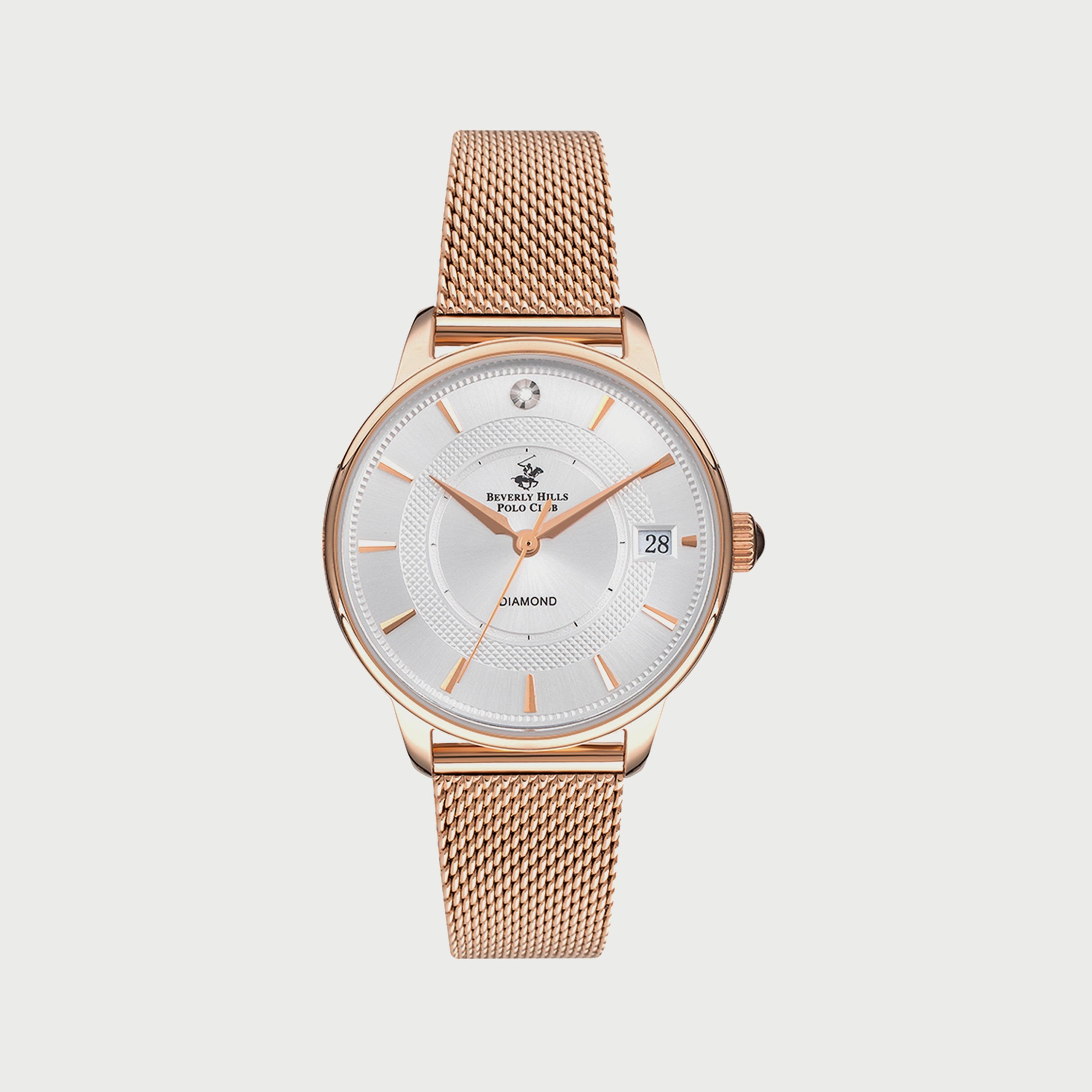 بيفرلي هيلز بولو كلوب ساعة يد نسائية بسوار شبكي بعقارب باللون الذهبي الوردي BP3292X.430-women-watchesandjewellery-watches-image-1