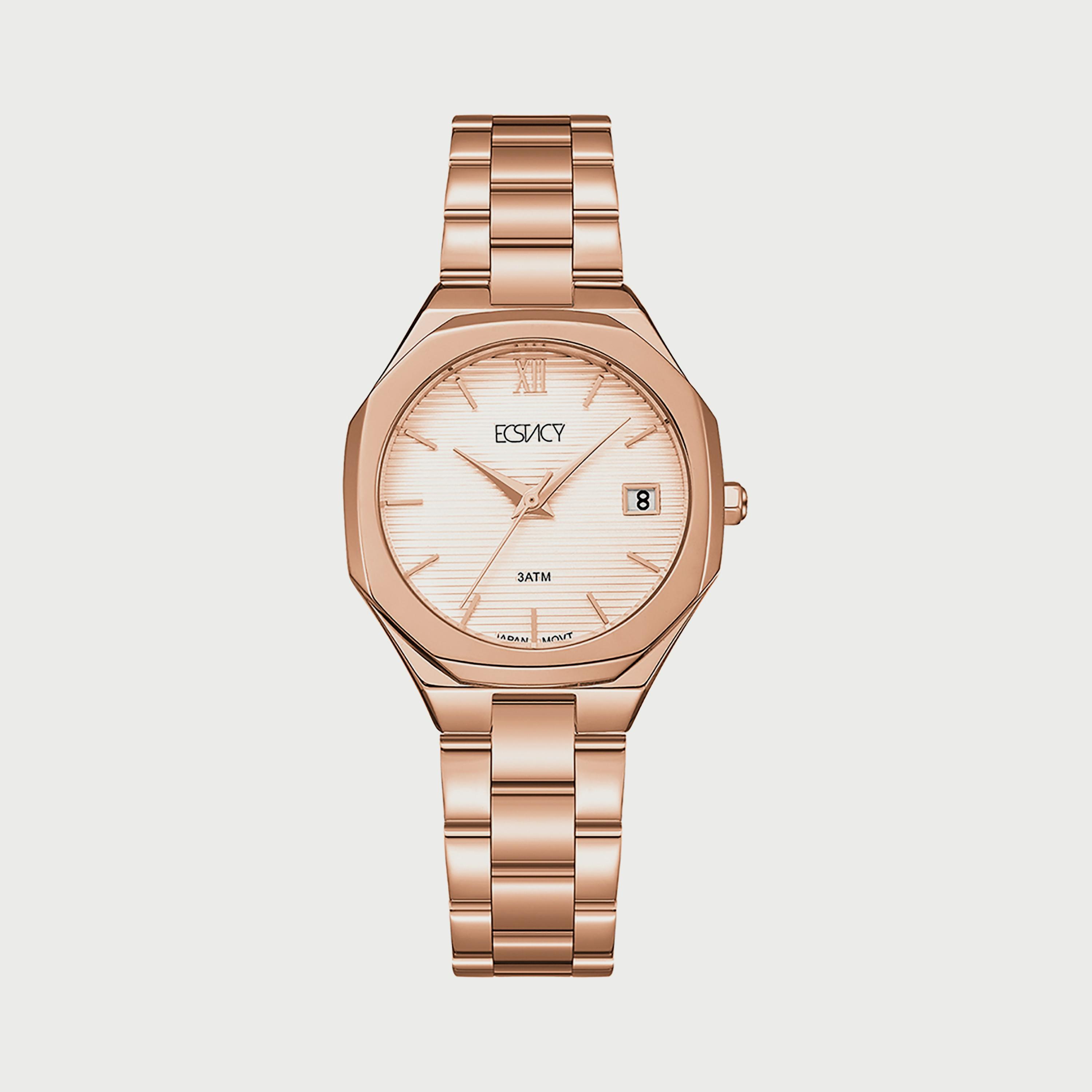  E22503-RBKK ساعة إكستاسي للنساء أنالوج بسوار  الستانلس ستيل الذهبي الوردي-women-watchesandjewellery-watches-image-1