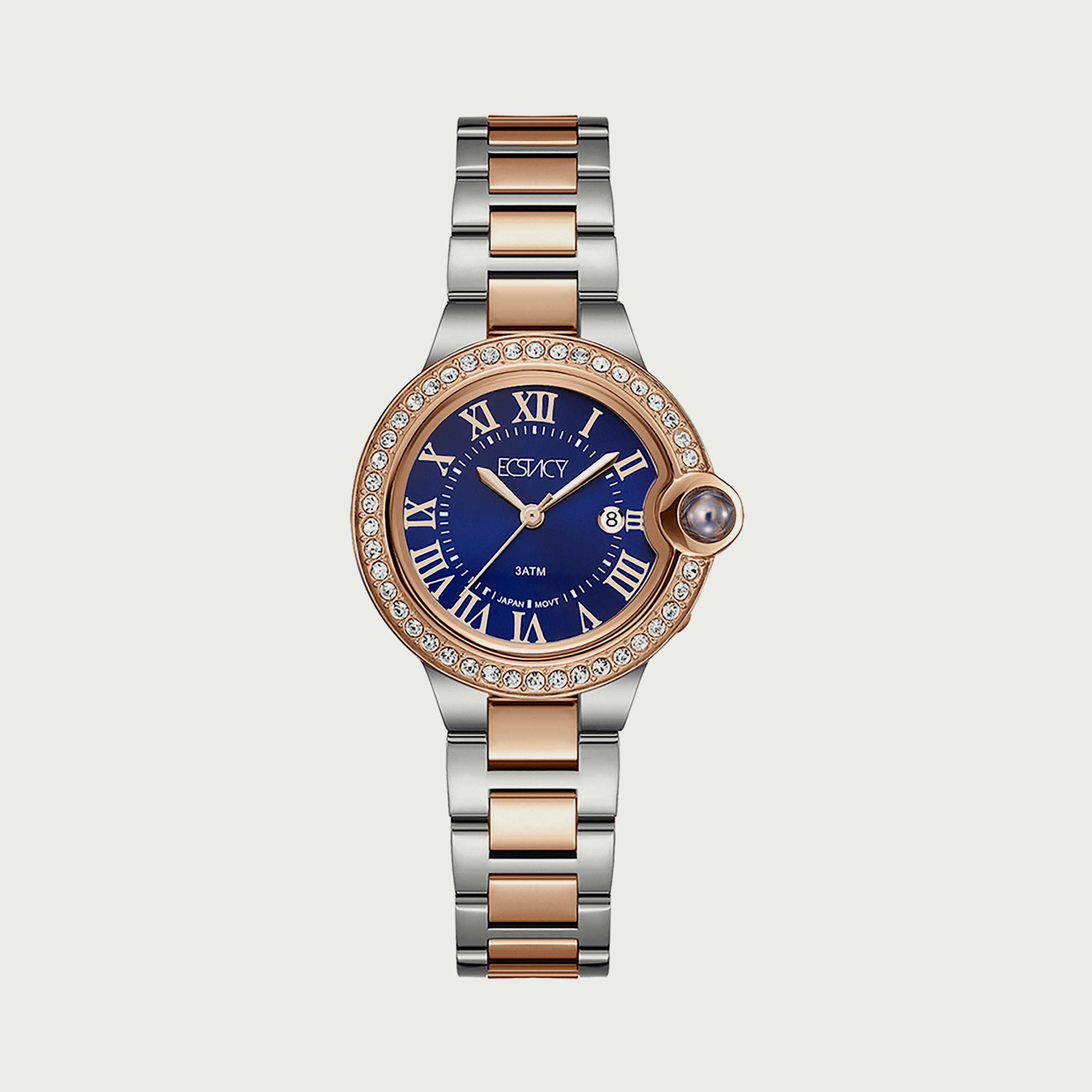  E22504-KBKN ساعة إكستاسي للنساء أنالوج بسوار من الستانلس ستيل الذهبي الوردي والفضي-women-watchesandjewellery-watches-image-1