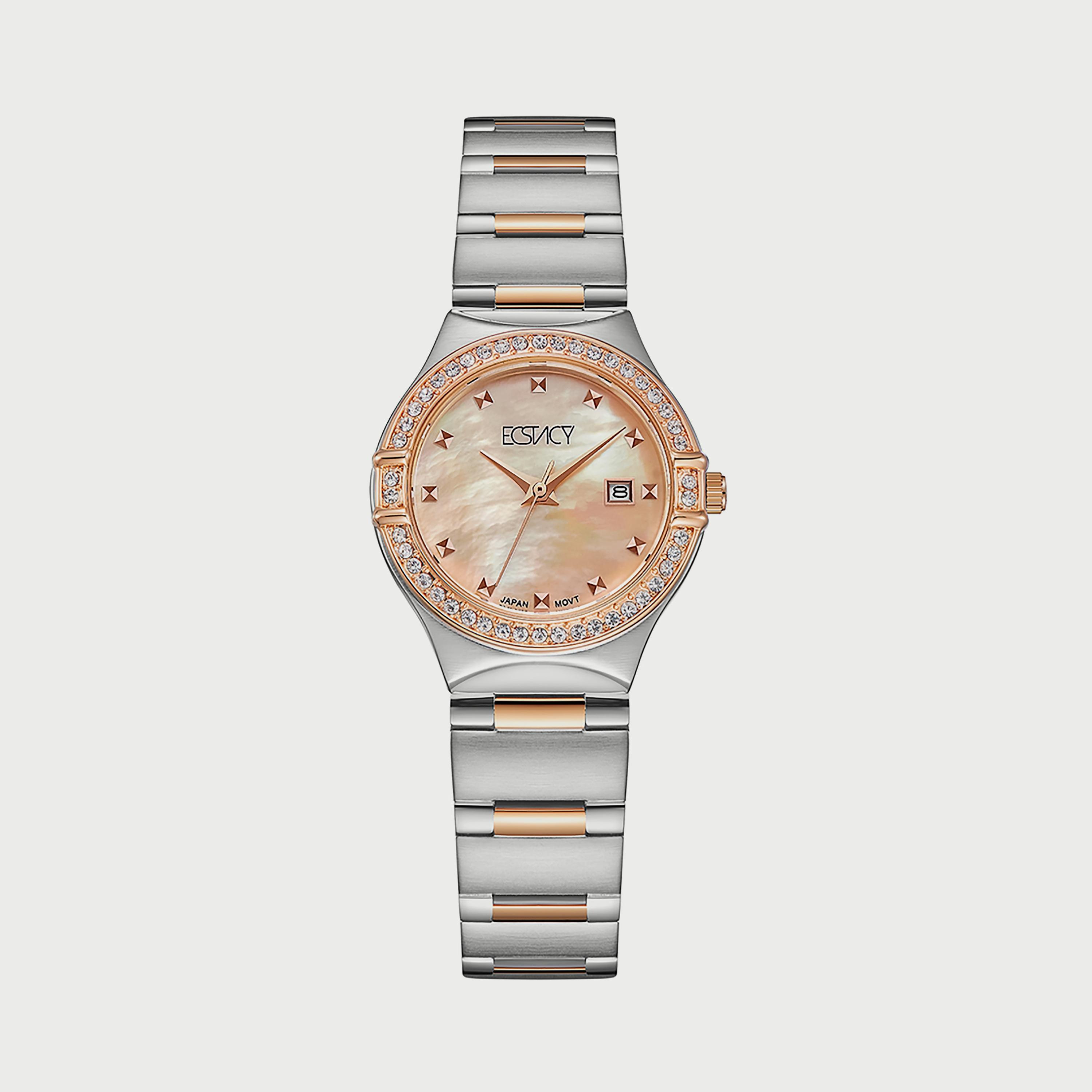Ecstacy Women's Silver & Rose Gold Analog Stainless Steel Strap Watch E6512-KBKM-women-watchesandjewellery-watches-image-1