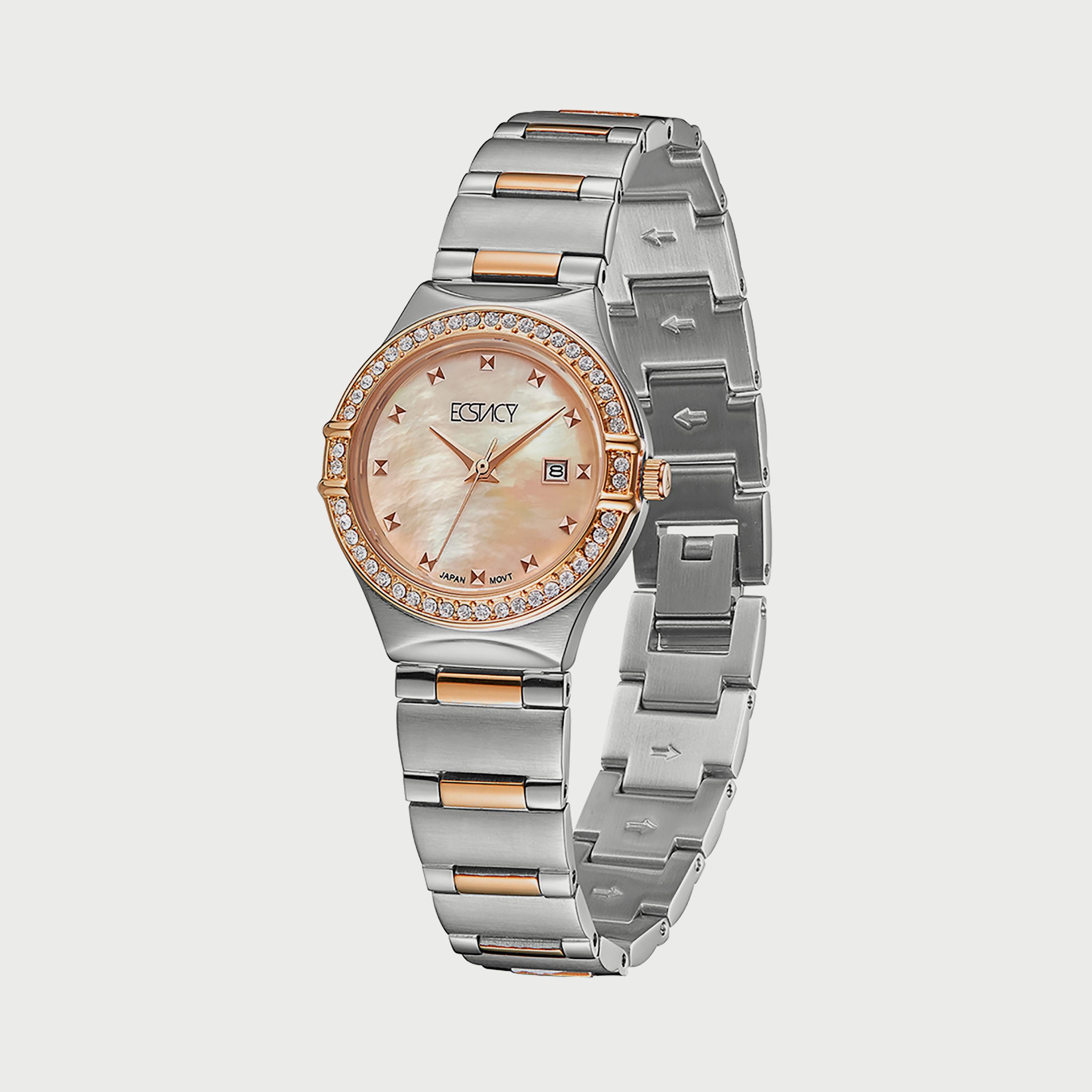 Ecstacy Women's Silver & Rose Gold Analog Stainless Steel Strap Watch E6512-KBKM-women-watchesandjewellery-watches-image-2
